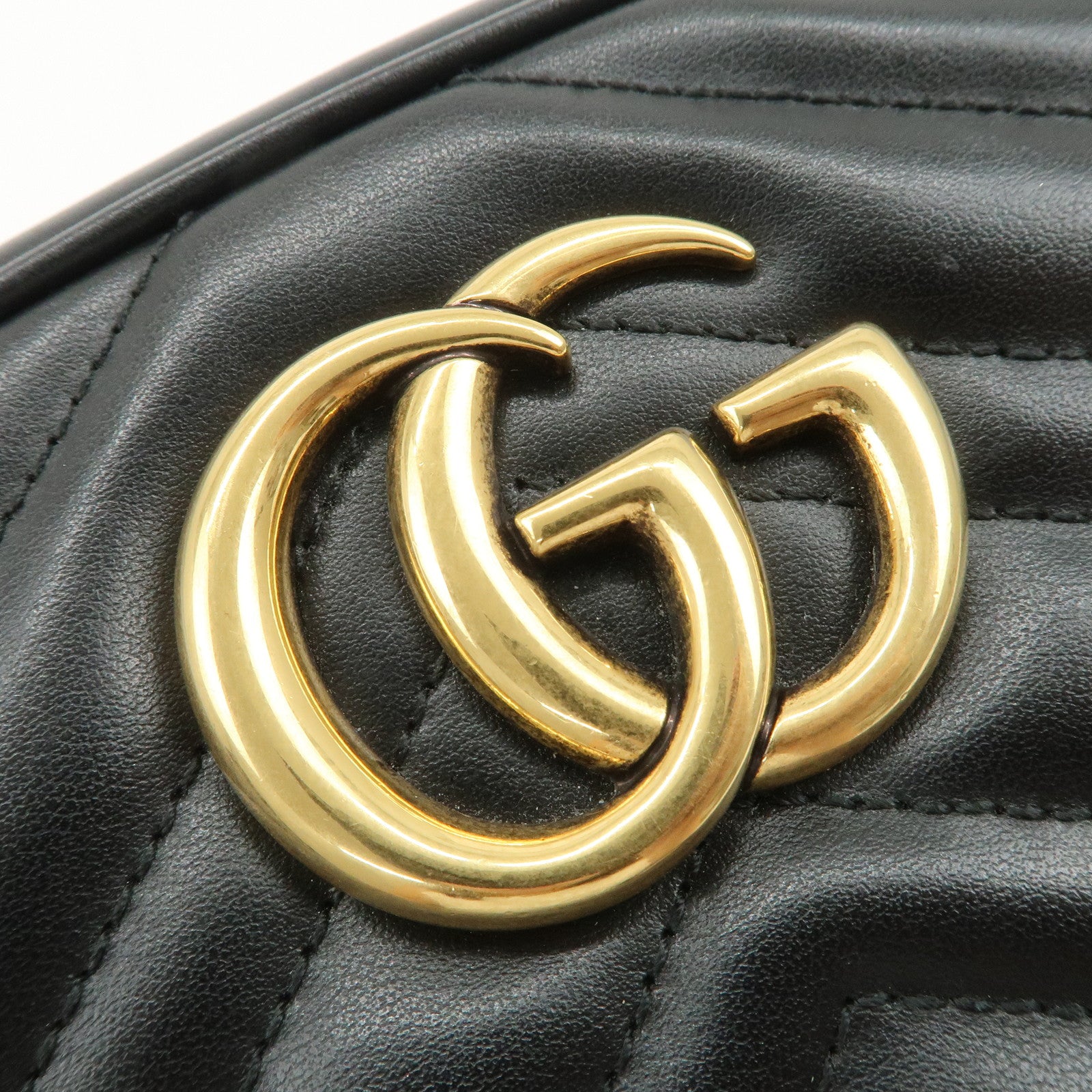 GUCCI GG Marmont Leather Shoulder Bag Crossbody Bag Black 447632
