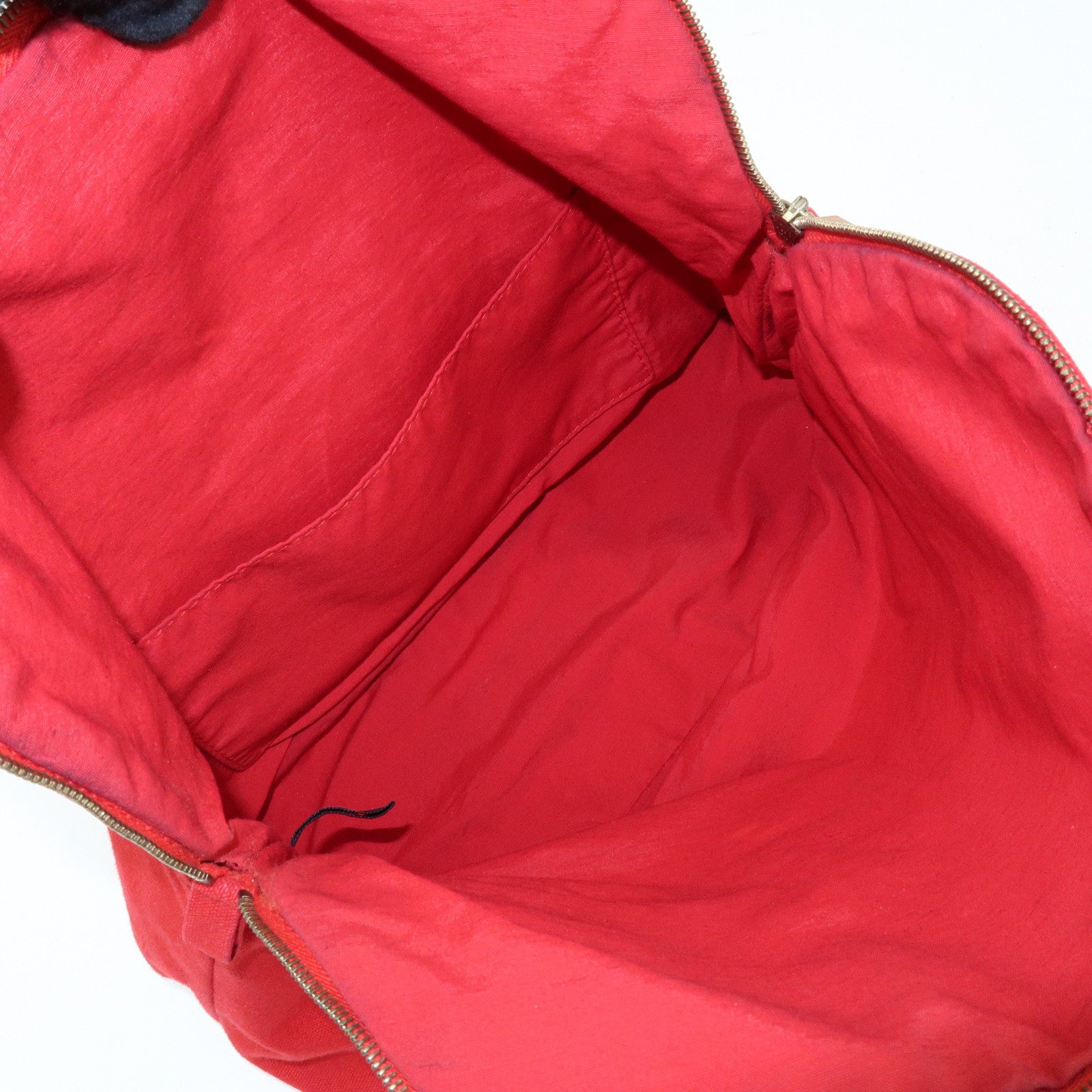 HERMES Cotton Canvas Bolide Pouch GM Cosmetic Pouch Red