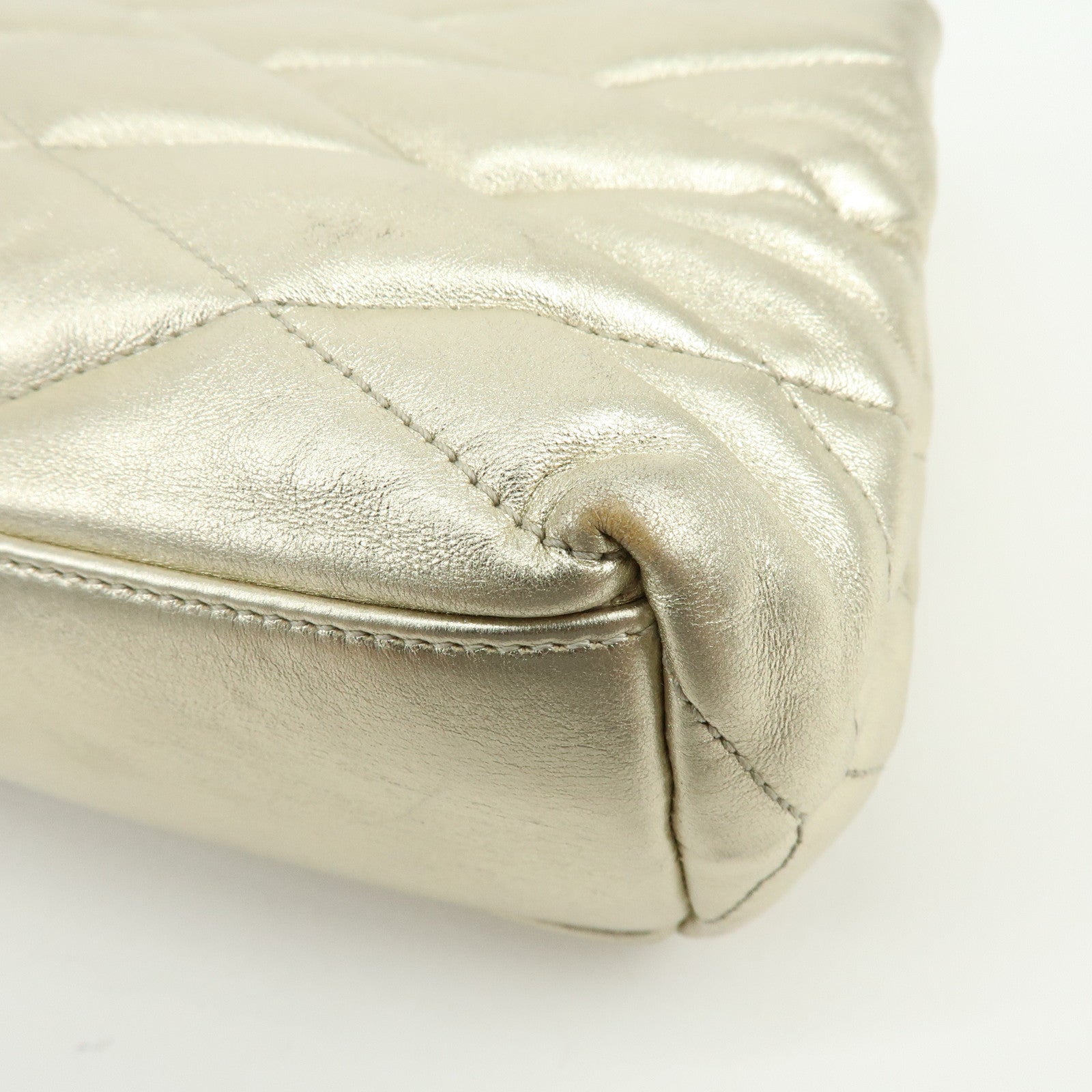 SAINT LAURENT PARIS Sade Leather Clutch Bag Gold 1655004