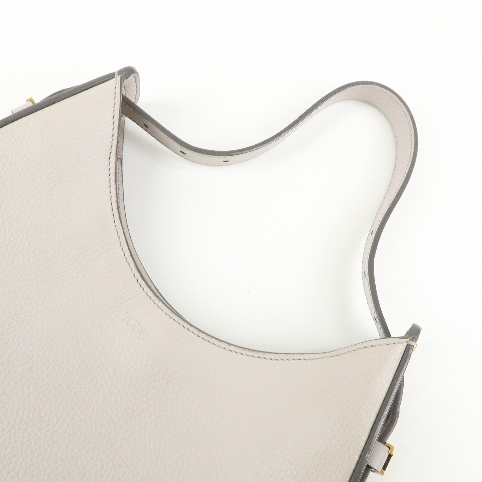 TOD'S OBOE Medium Leather Shoulder Bag Hand Bag Gray