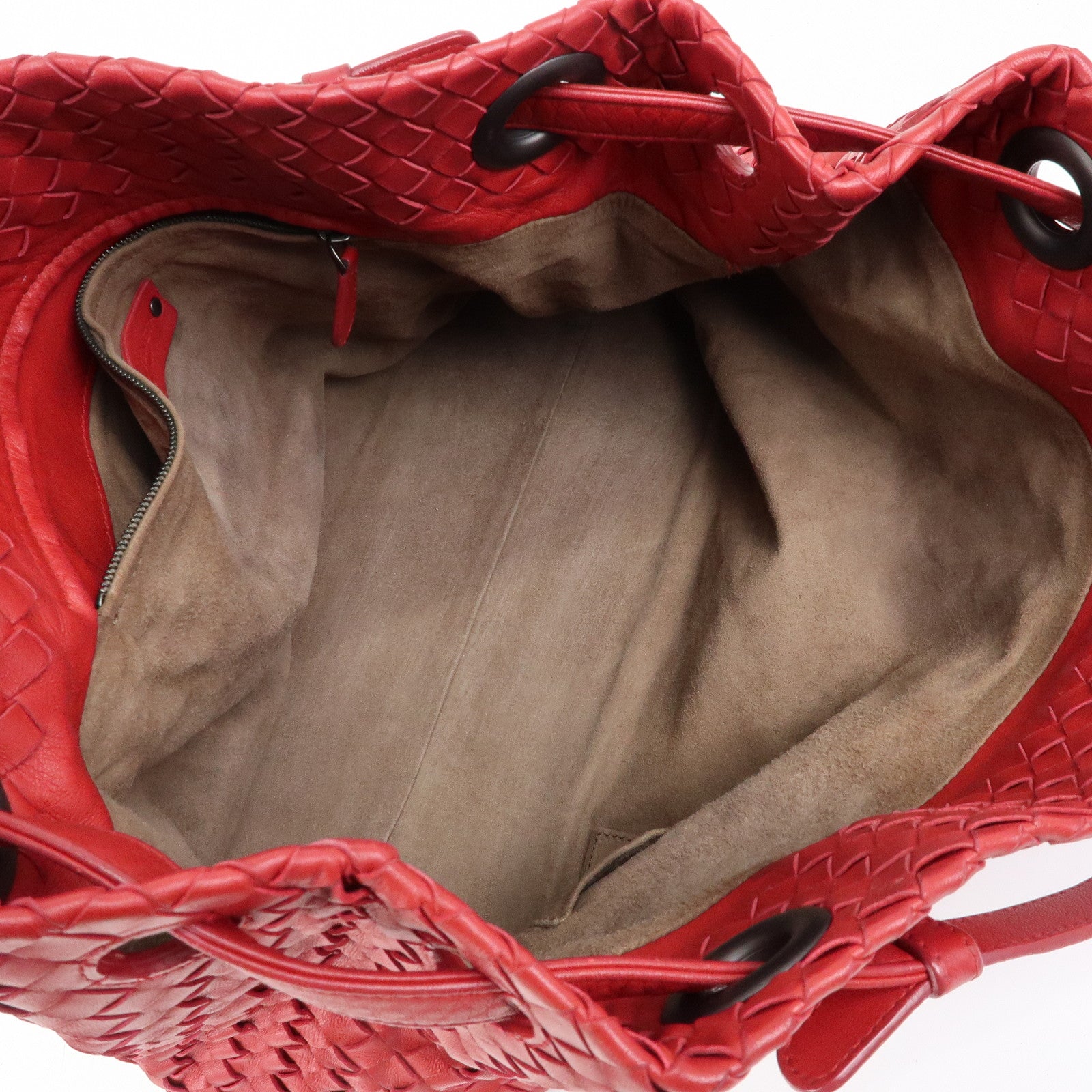 BOTTEGA VENETA Intrecciato Leather Shoulder Bag Hand Bag Red