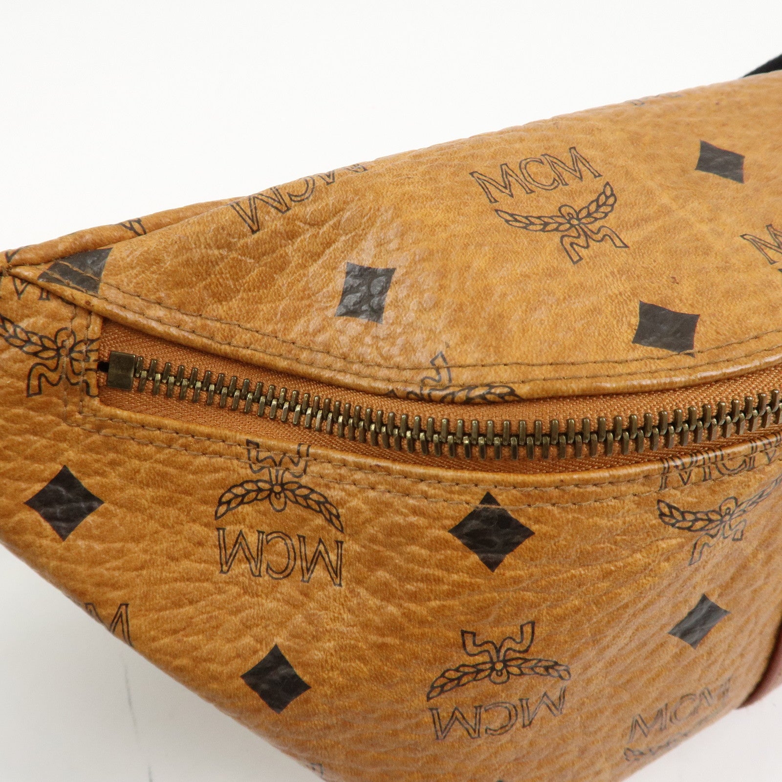 MCM Visetos Leather Waist Bag Waist Pouch Crossbody Bag Brown