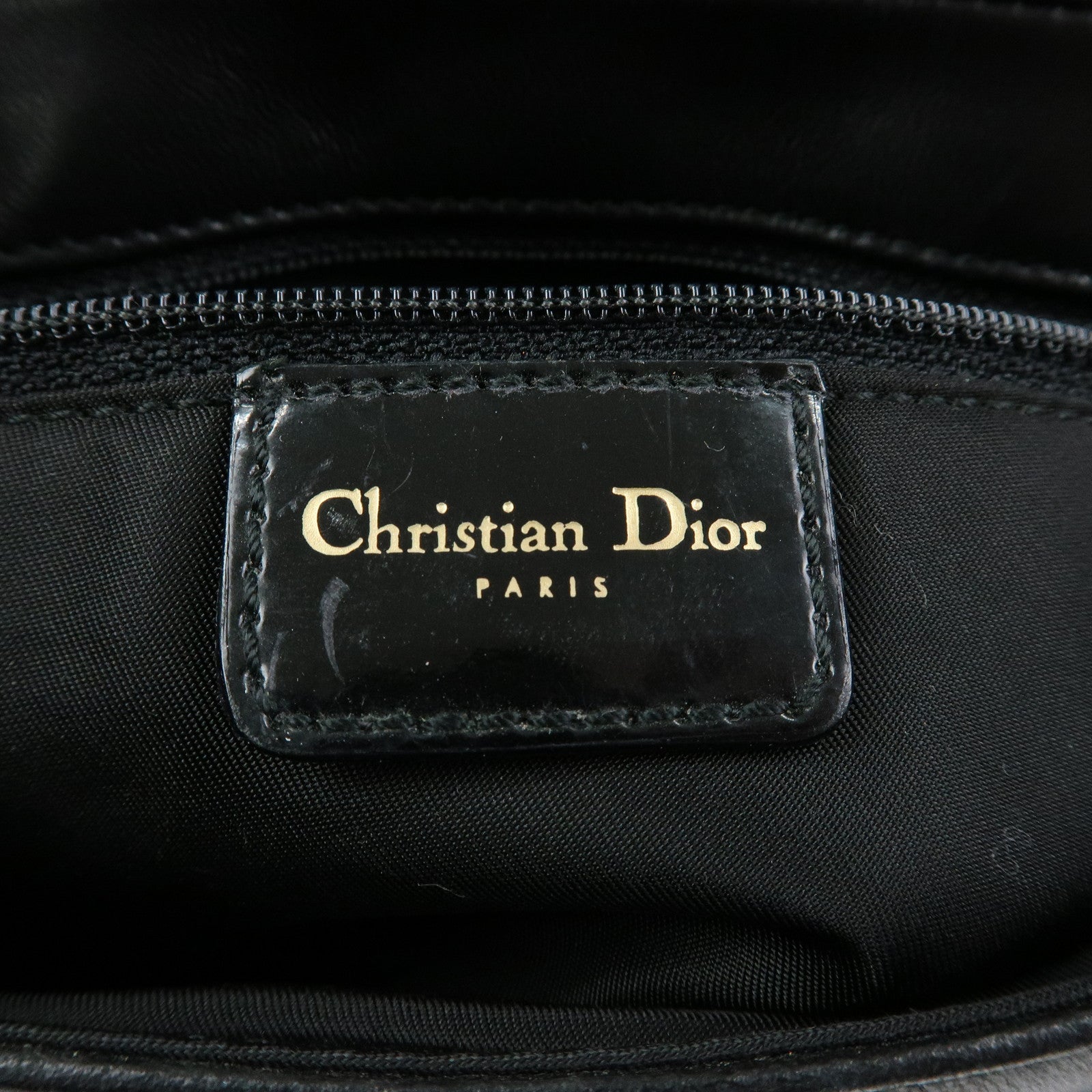 Christian Dior Cannage Leather Chain Shoulder Bag Clutch Bag Black