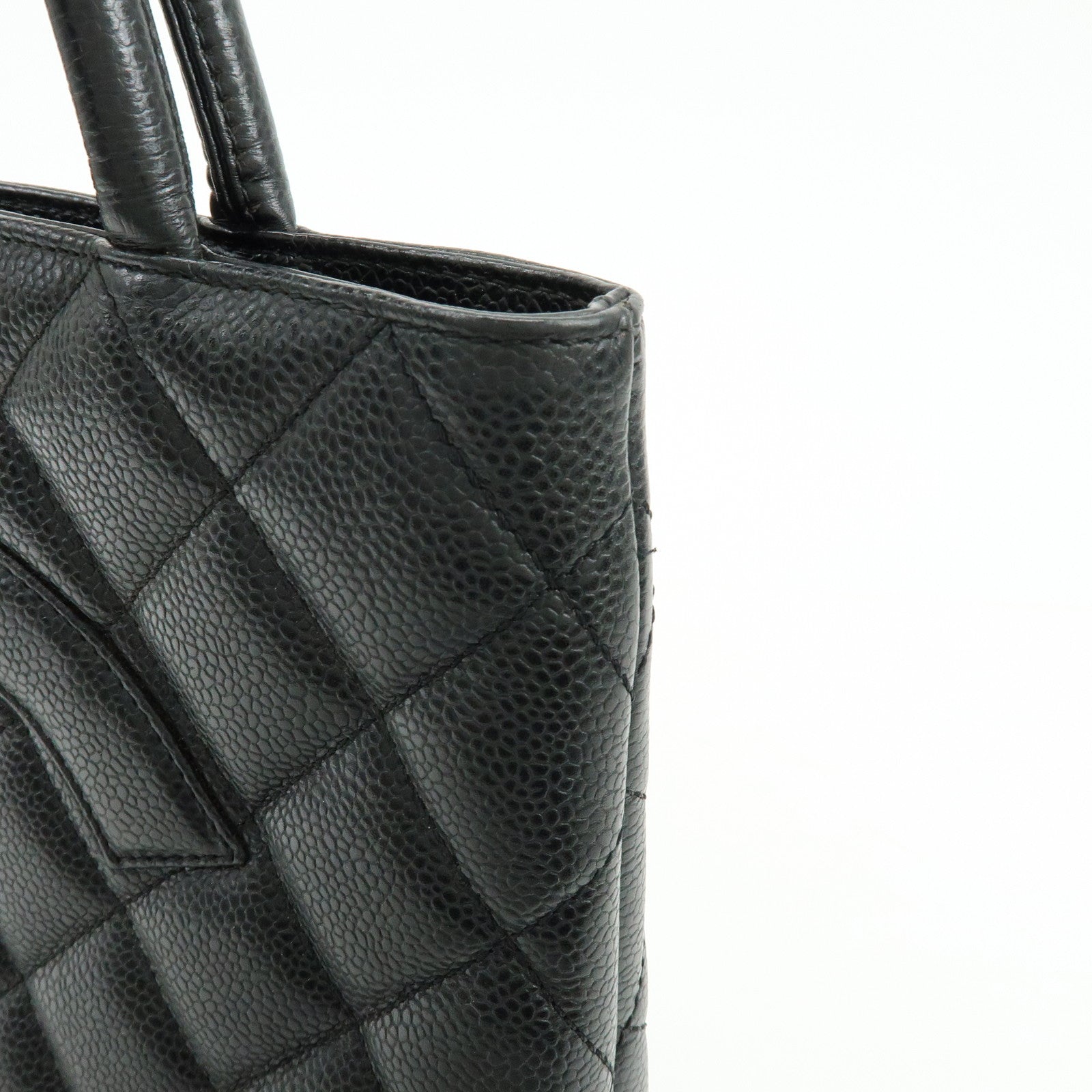 CHANEL Matelasse COCO Mark Medallion Caviarskin Tote Bag A01804