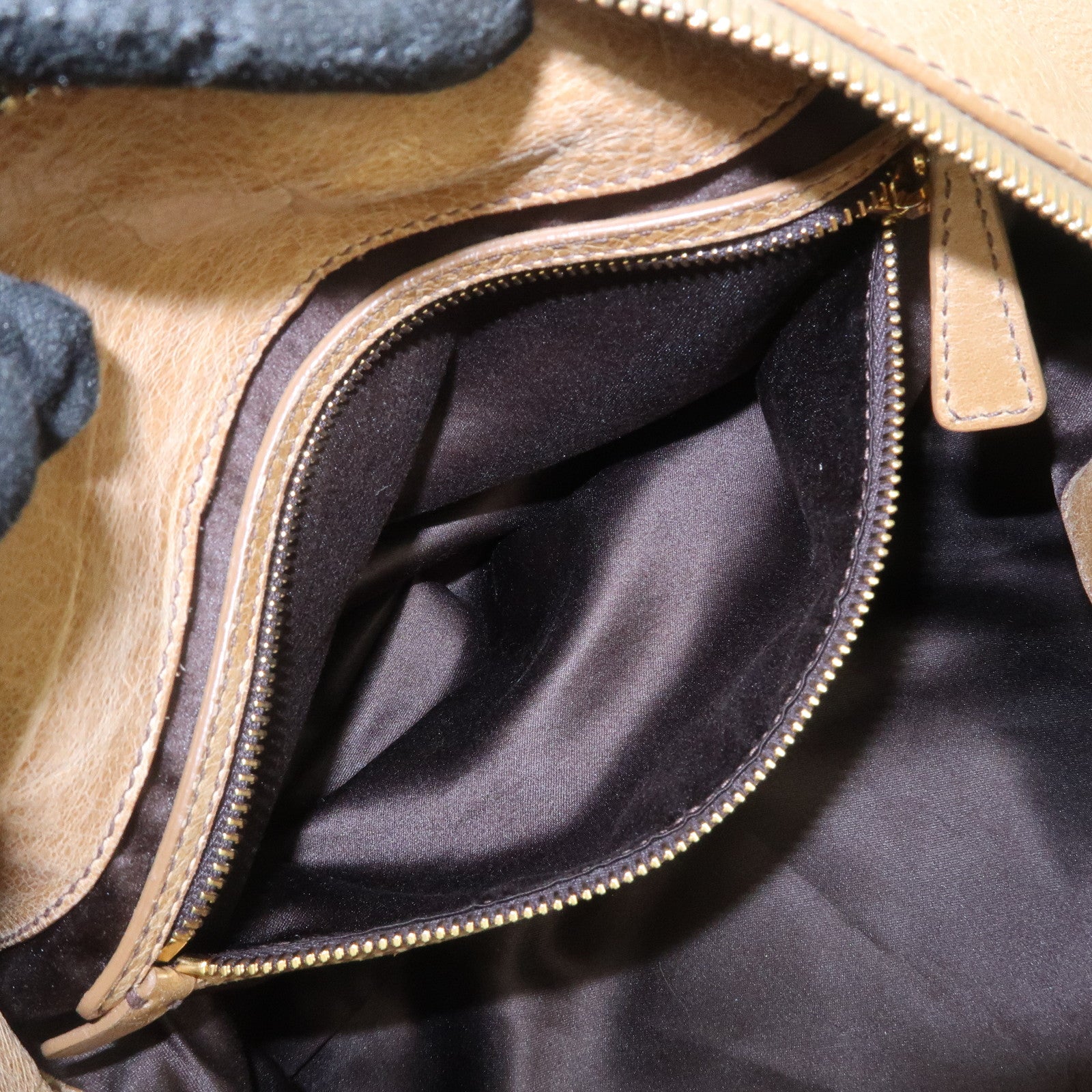 MIU MIU Leather Shoulder Bag Hand Bag Beige Gold Hardware