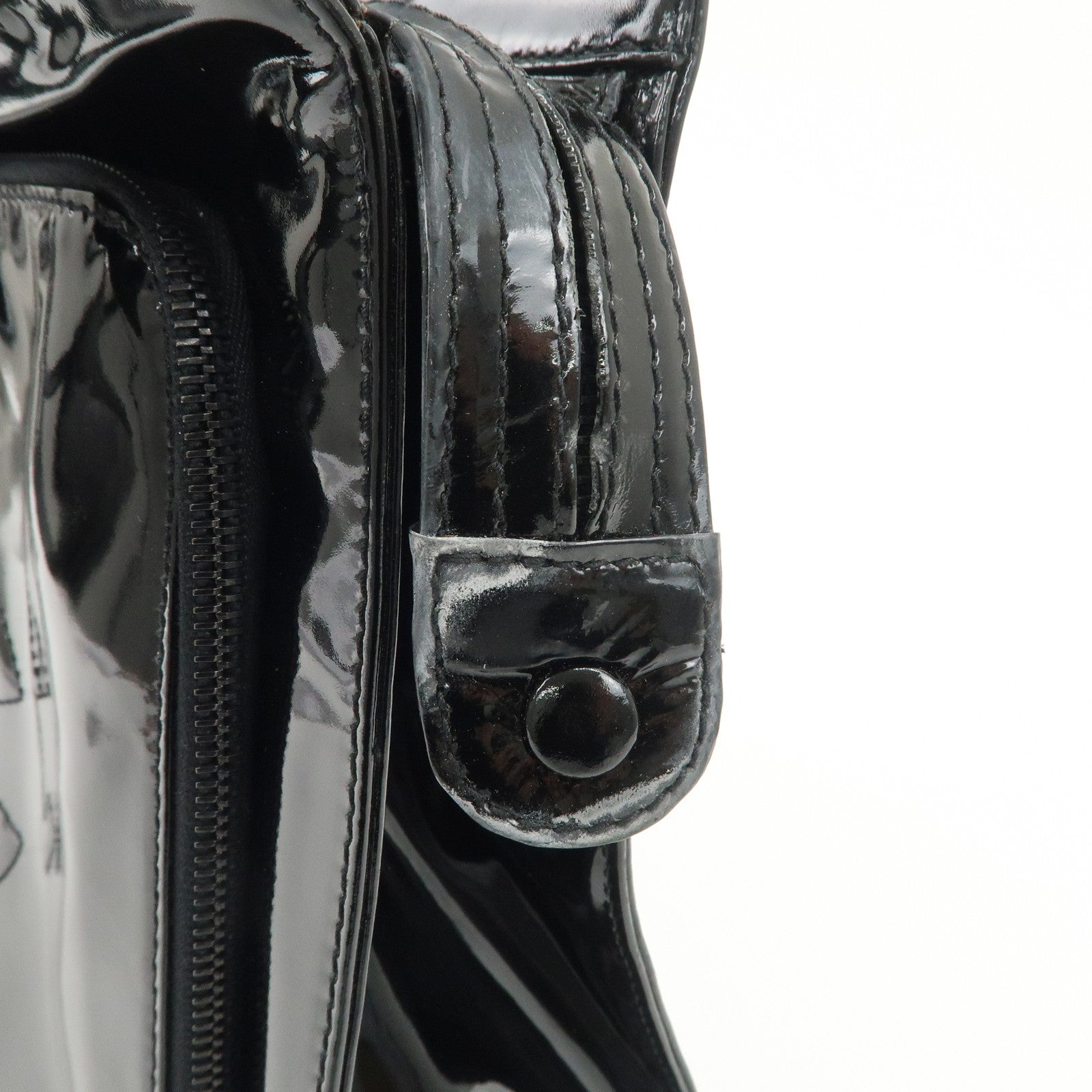 CHANEL COCO Mark Patent Leather Tote Bag Shoulder Bag Black Used