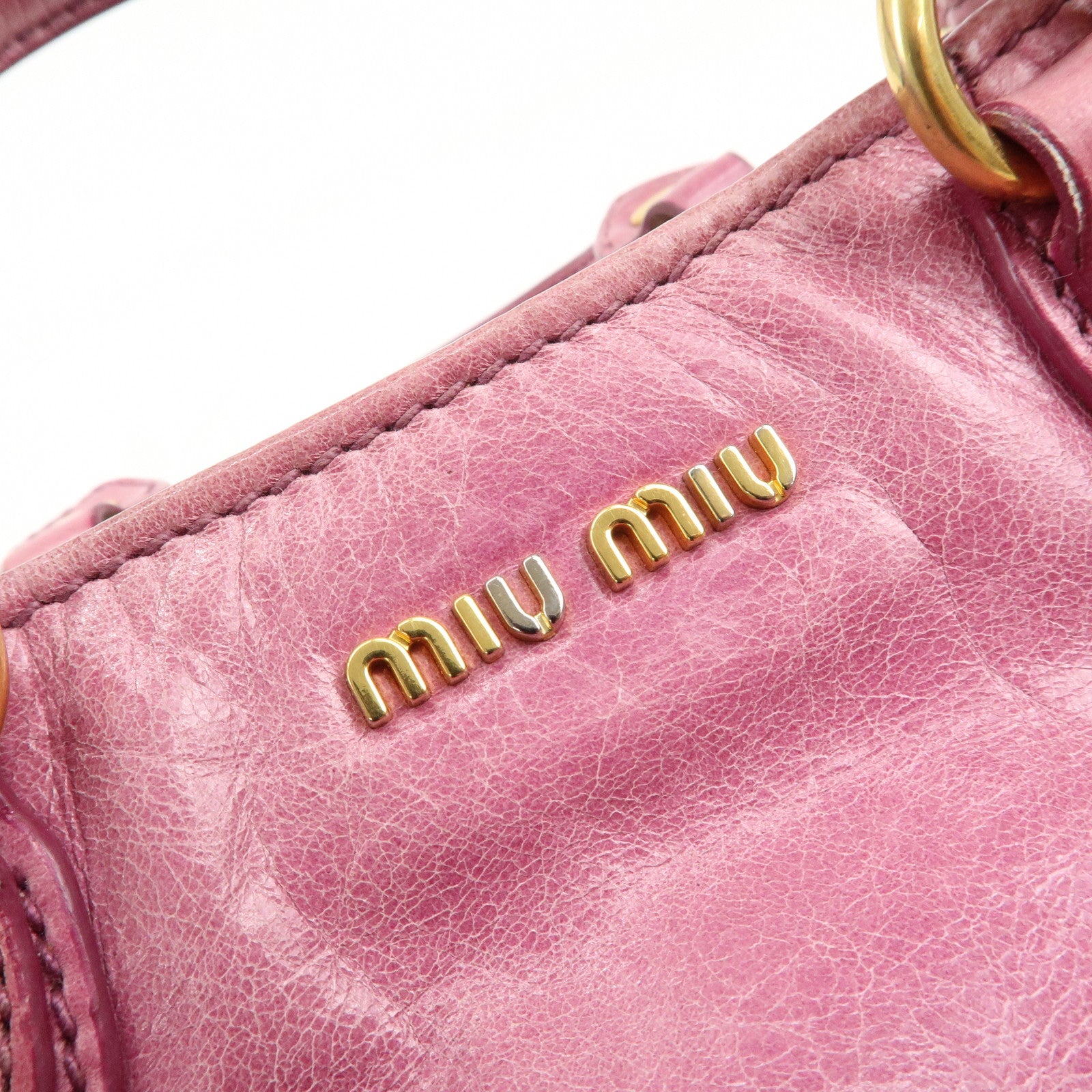 MIU MIU Leather Side Ribbon 2Way Bag Hand Bag Shoulder Bag