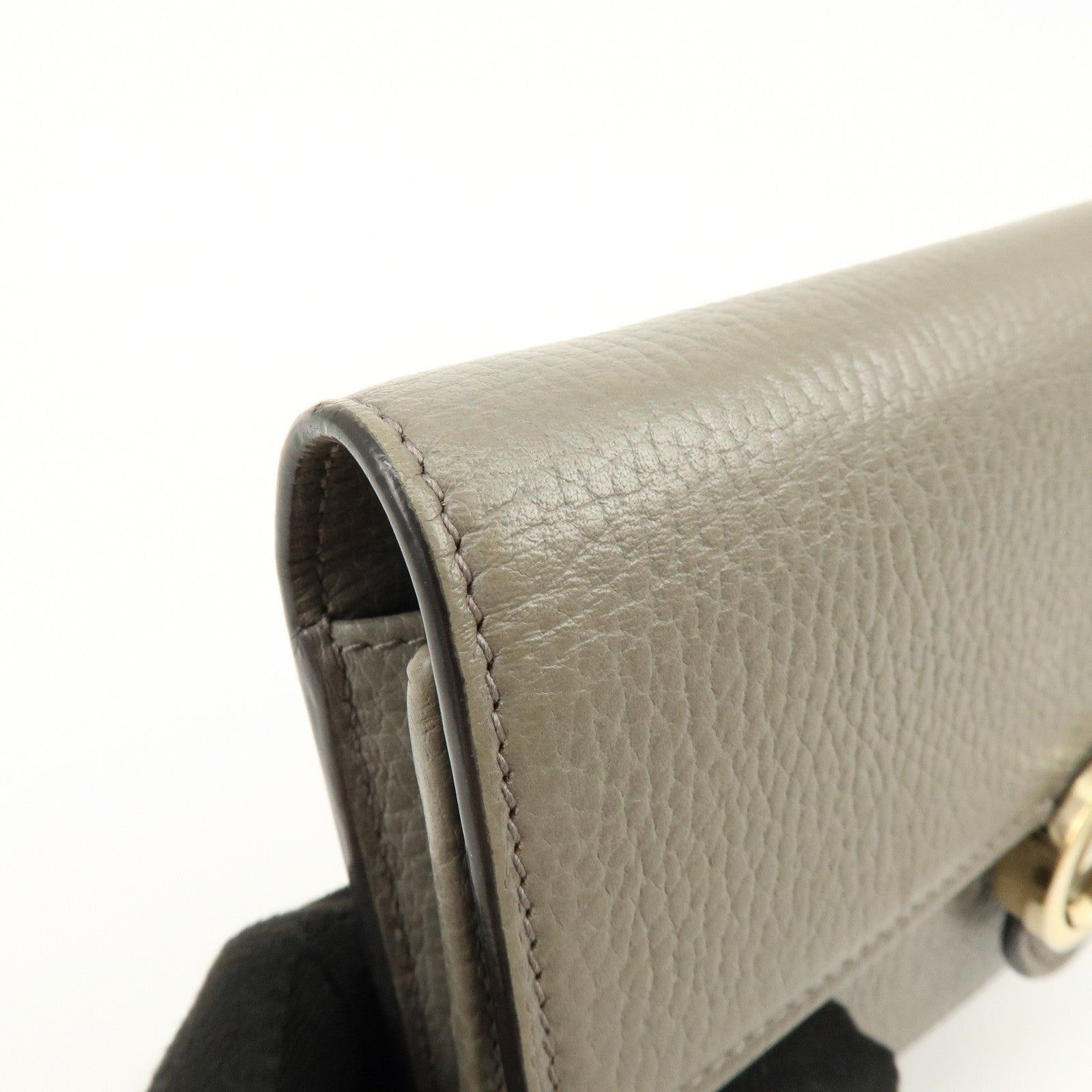 GUCCI Interlocking G Leather Chain Wallet Shoulder Bag Gray 510314