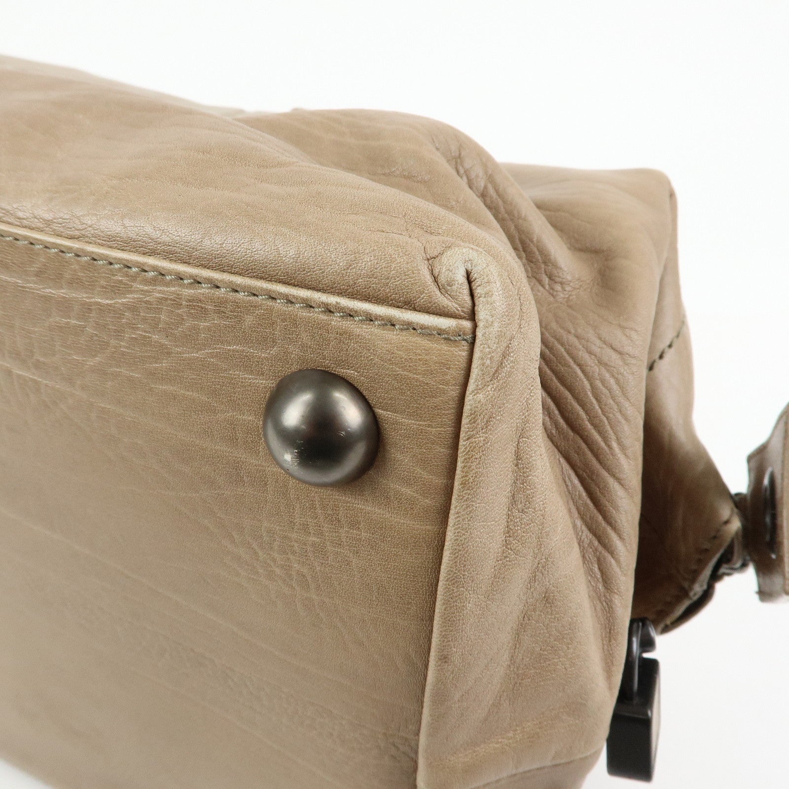 BOTTEGA VENETA Canvas Leather Boston Bag Hand Bag Beige 145119