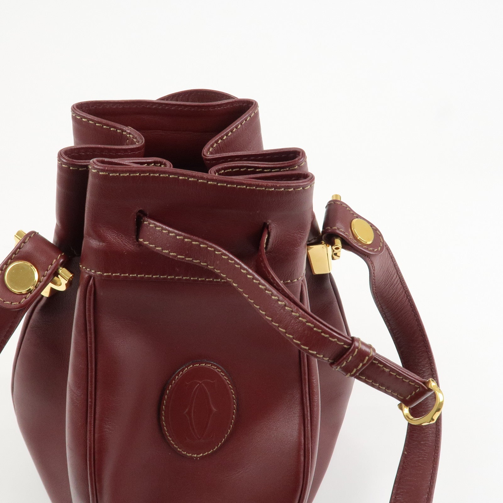 Cartier Must Line Calf Leather Shoulder Bag Bordeaux