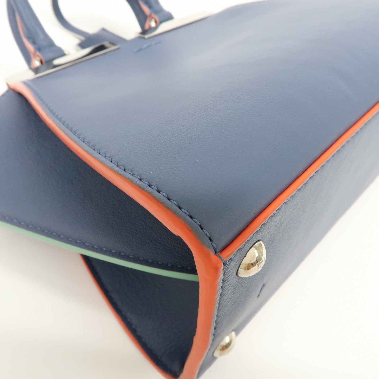 FENDI 3Jours Leather 2Way Bag Hand Bag Shoulder Bag Blue 8BH333