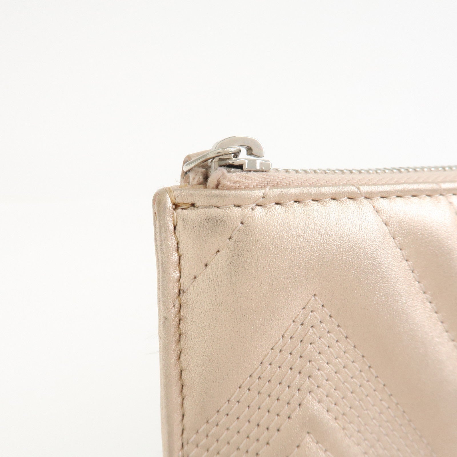 CHANEL Lambskin Clutch Bag Pouch Champane Pink