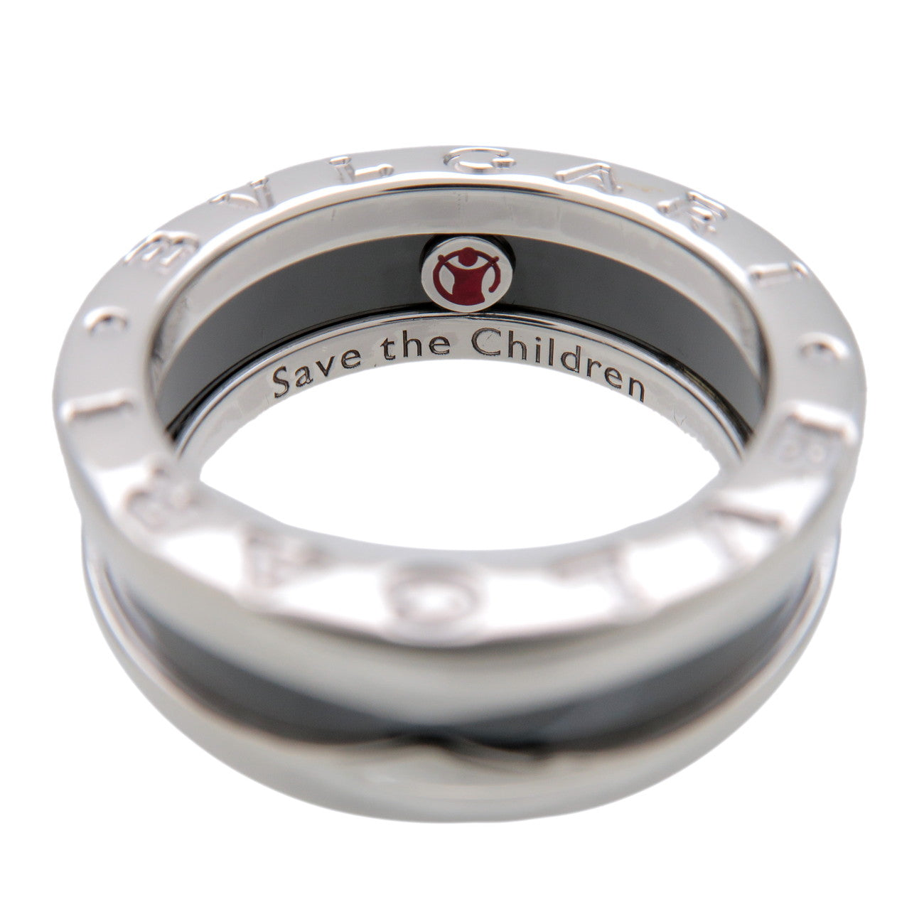 BVLGARI B-Zero1 Save the Children SV925 Ceramic Ring #48 US4 Black