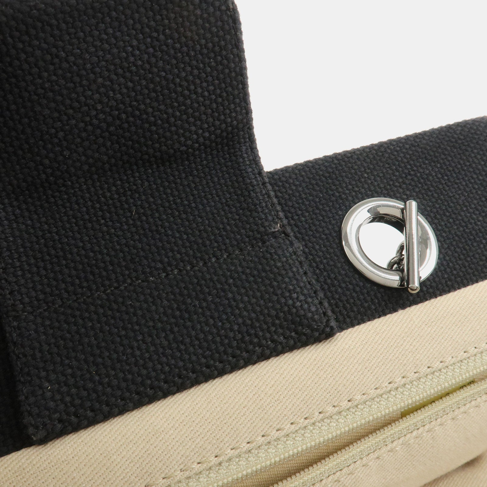 CHANEL Chocolate Bar Lamb Skin Canvas Shoulder Bag Hand Bag Black