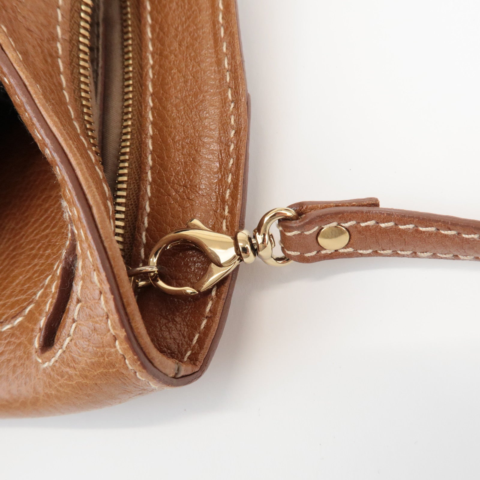 Cartier Marcello de Cartier 2C Logo Leather Pouch Wrist Bag Brown