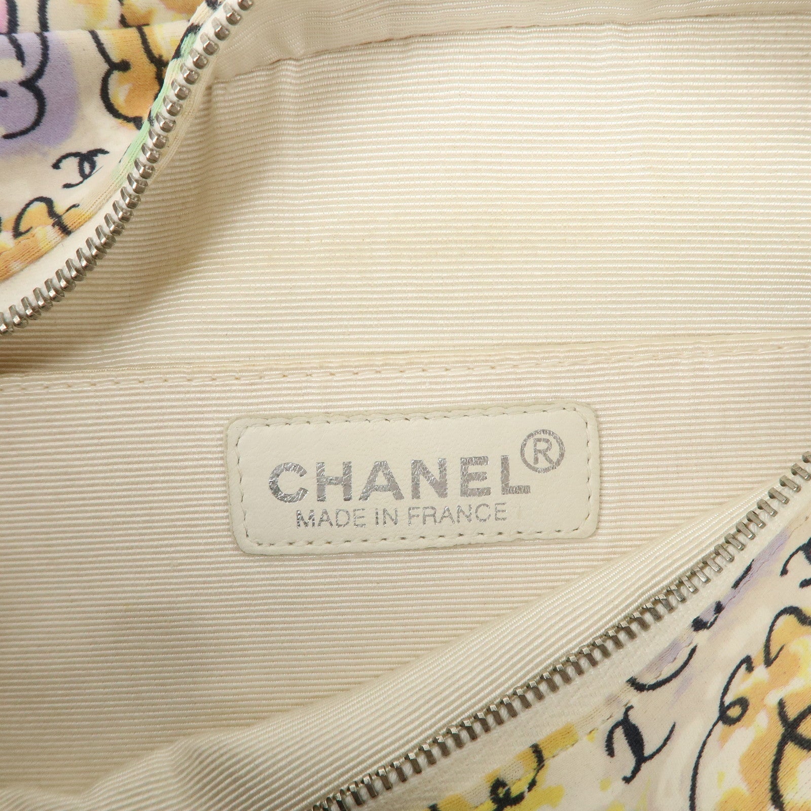 CHANEL Camellia Canvas Nylon 2Way Bag Hand Bag Flower Multicolor Used