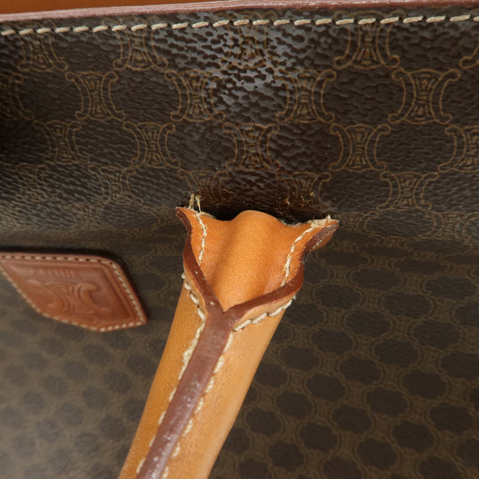 CELINE Macadam PVC Leather Tote Bag Hand Bag Brown