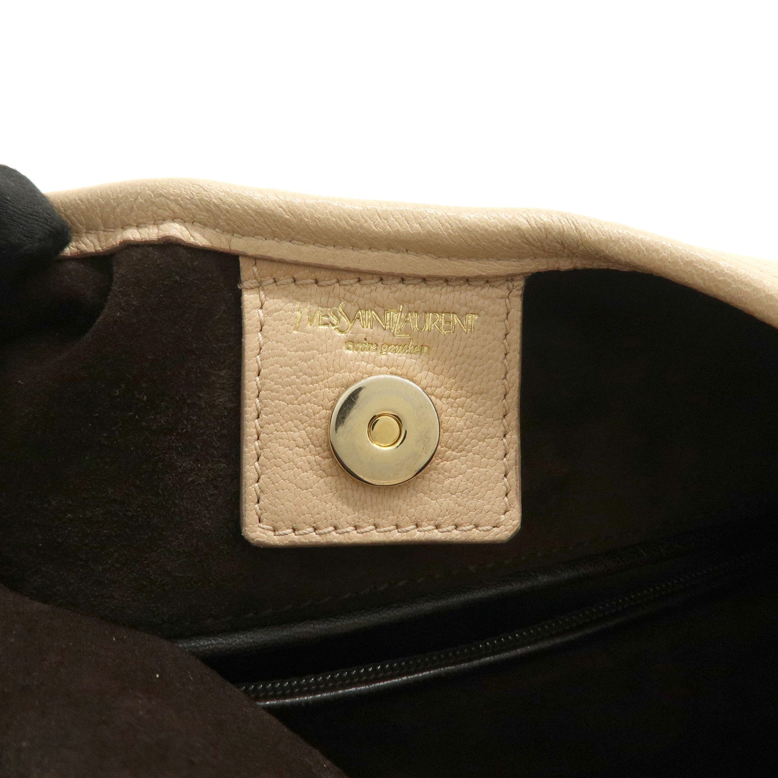 SAINT LAURENT PARIS Leather Saint Ropez Shoulder Bag Beige 121634