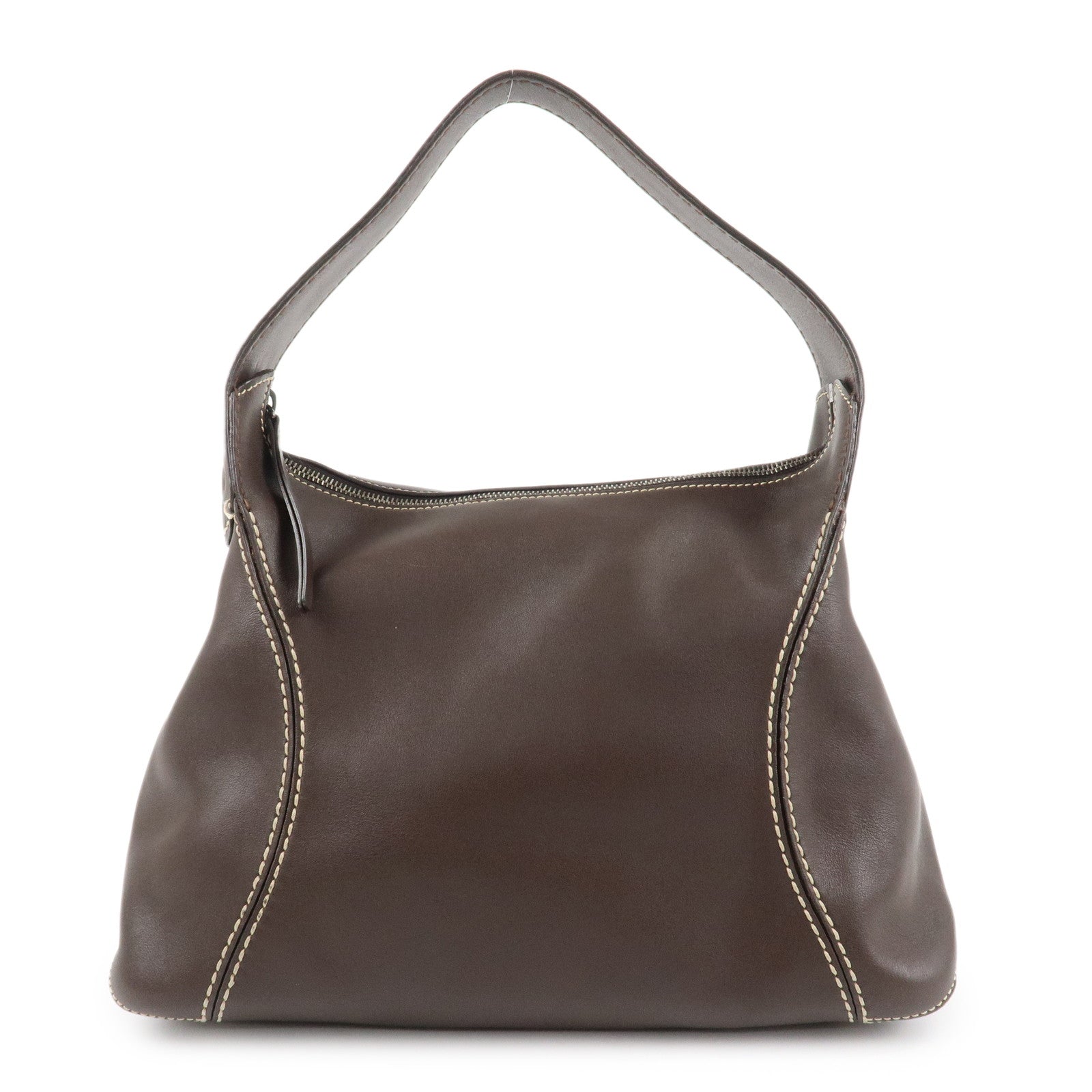 TOD'S Leather Shoulder Bag Hand Bag Brown Used