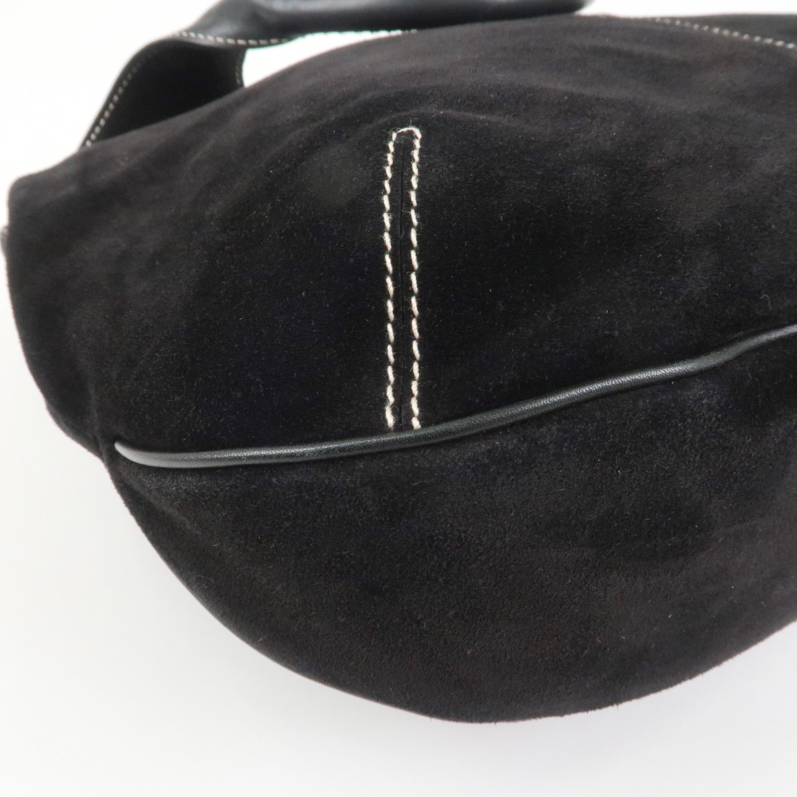 Ferragamo Suede Shoulder Bag Hand Bag Black White