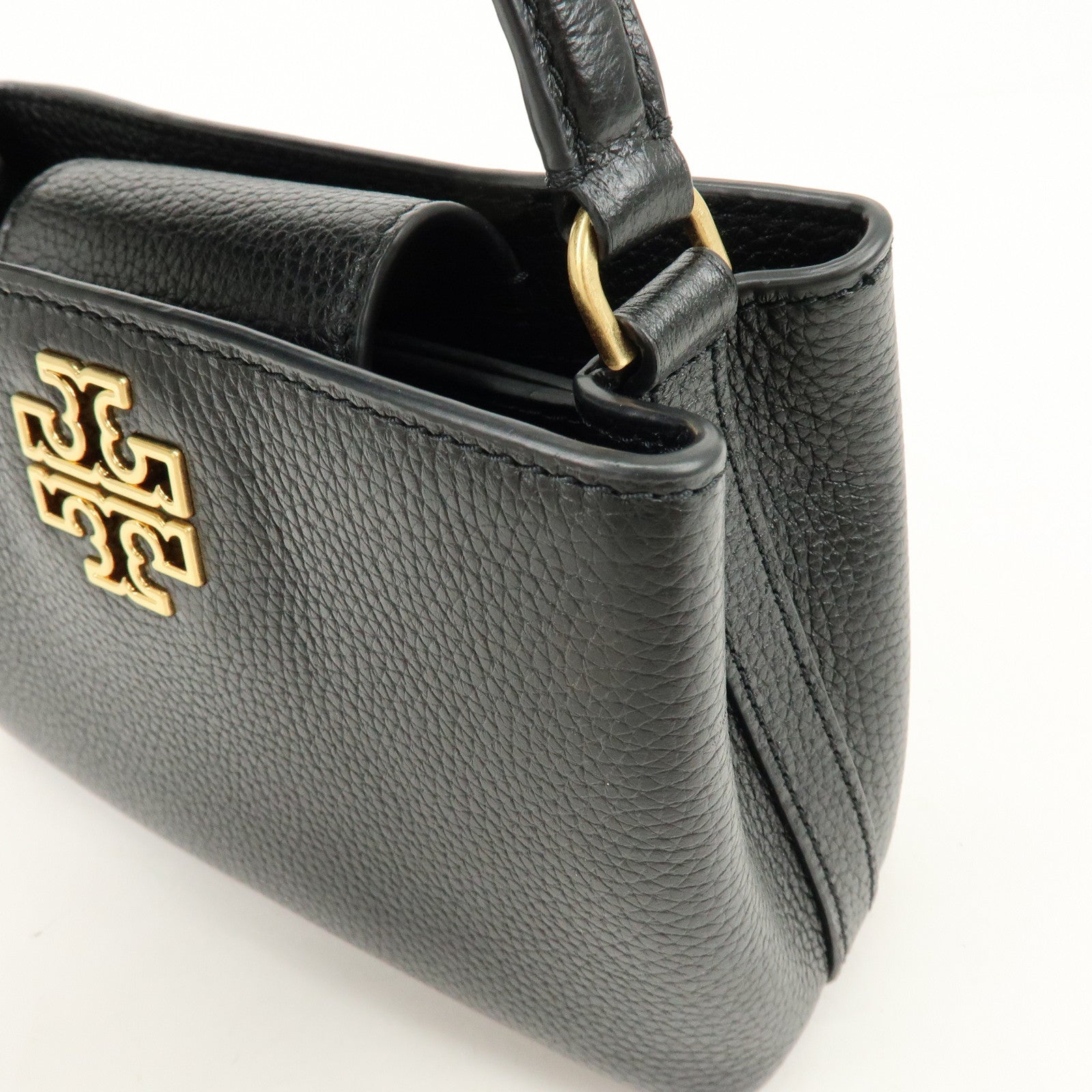 TORY BURCH Britten Micro Satchel Leather 2Way Bag Hand Bag Black