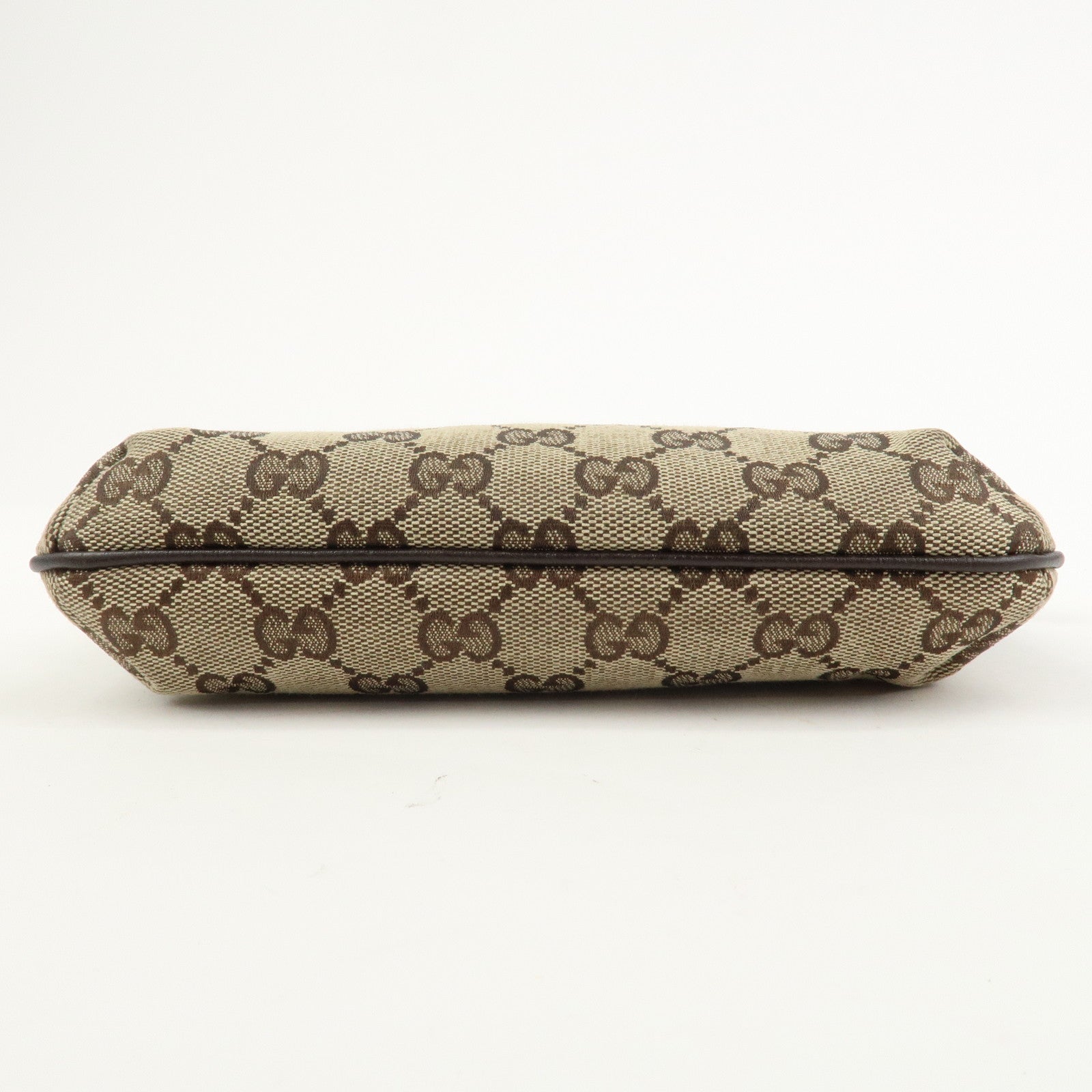 GUCCI Sherry GG Canvas Leather Pouch Cosmetic Pouch Brown 152507