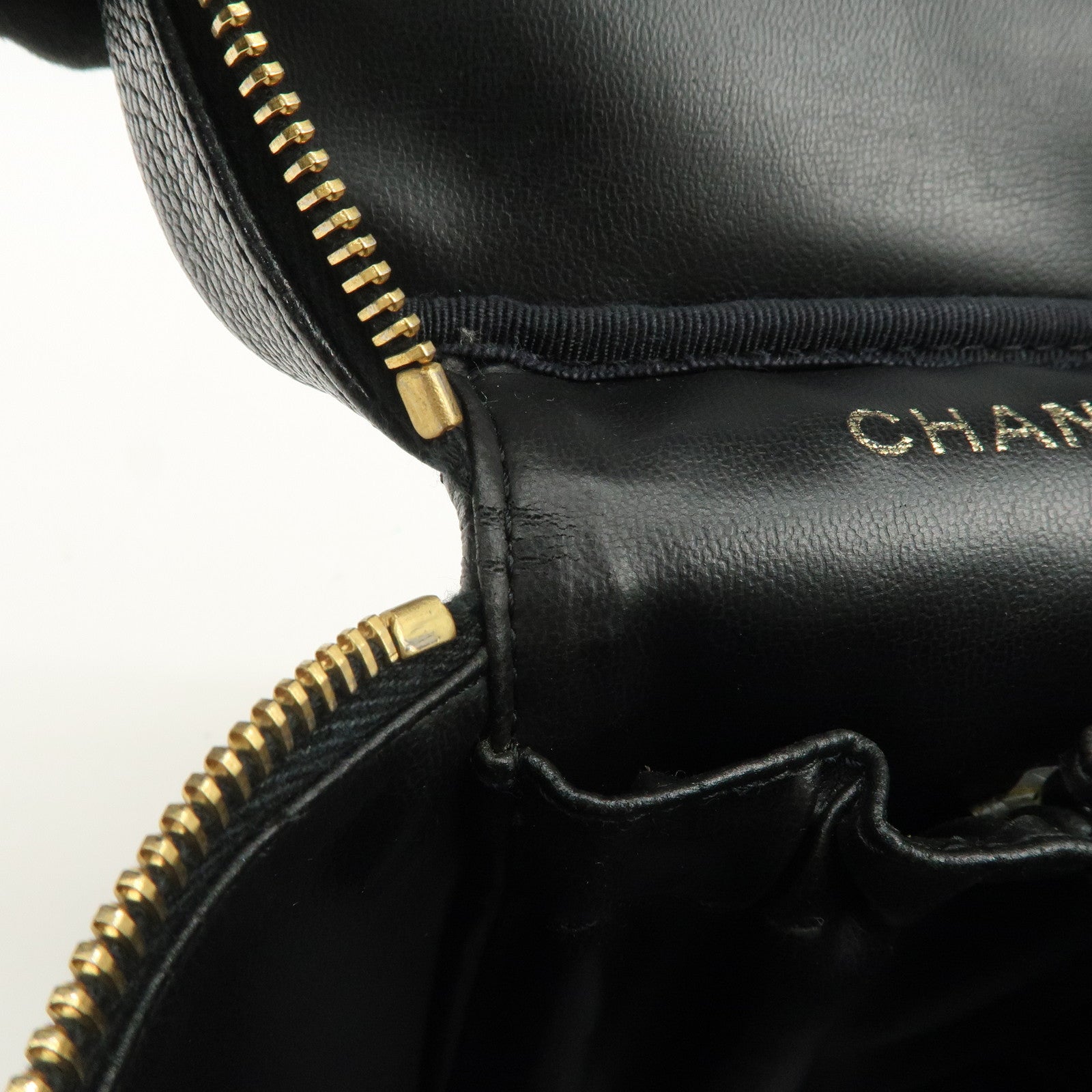 CHANEL COCO Mark Caviarskin Vanity Bag Hand Bag Black A01998