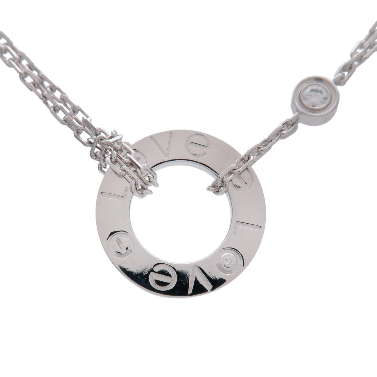 Cartier Love Circle 2P Diamond Necklace K18 750WG White Gold