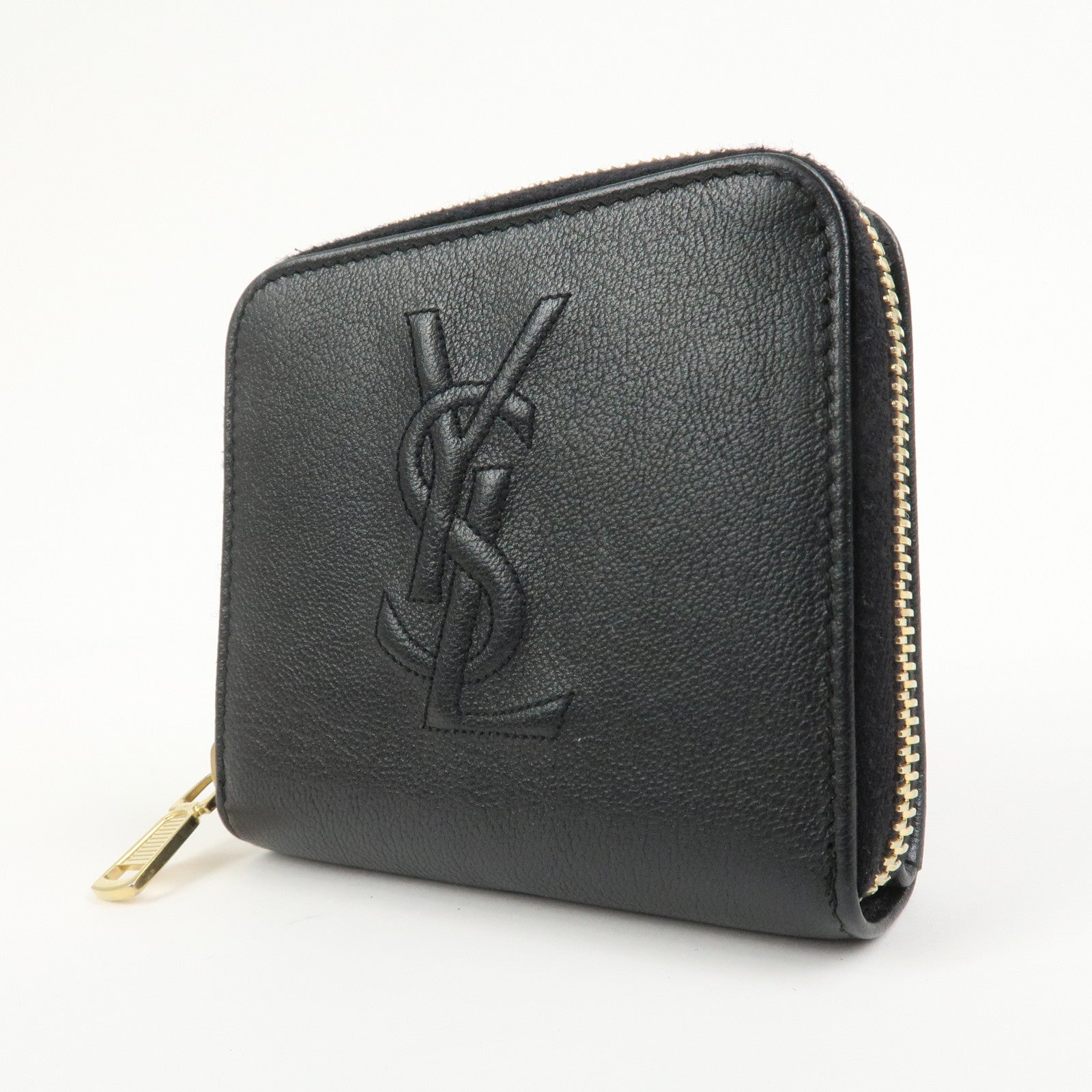 SAINT LAURENT PARIS Coin Case Coin Wallet Leather Black Logo 352906