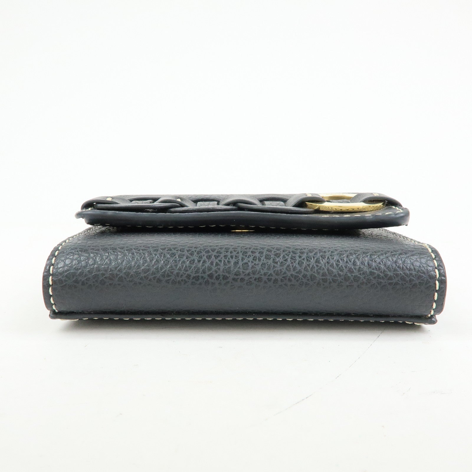 Chloe Darryl Leather Tri-fold Compact Wallet Black