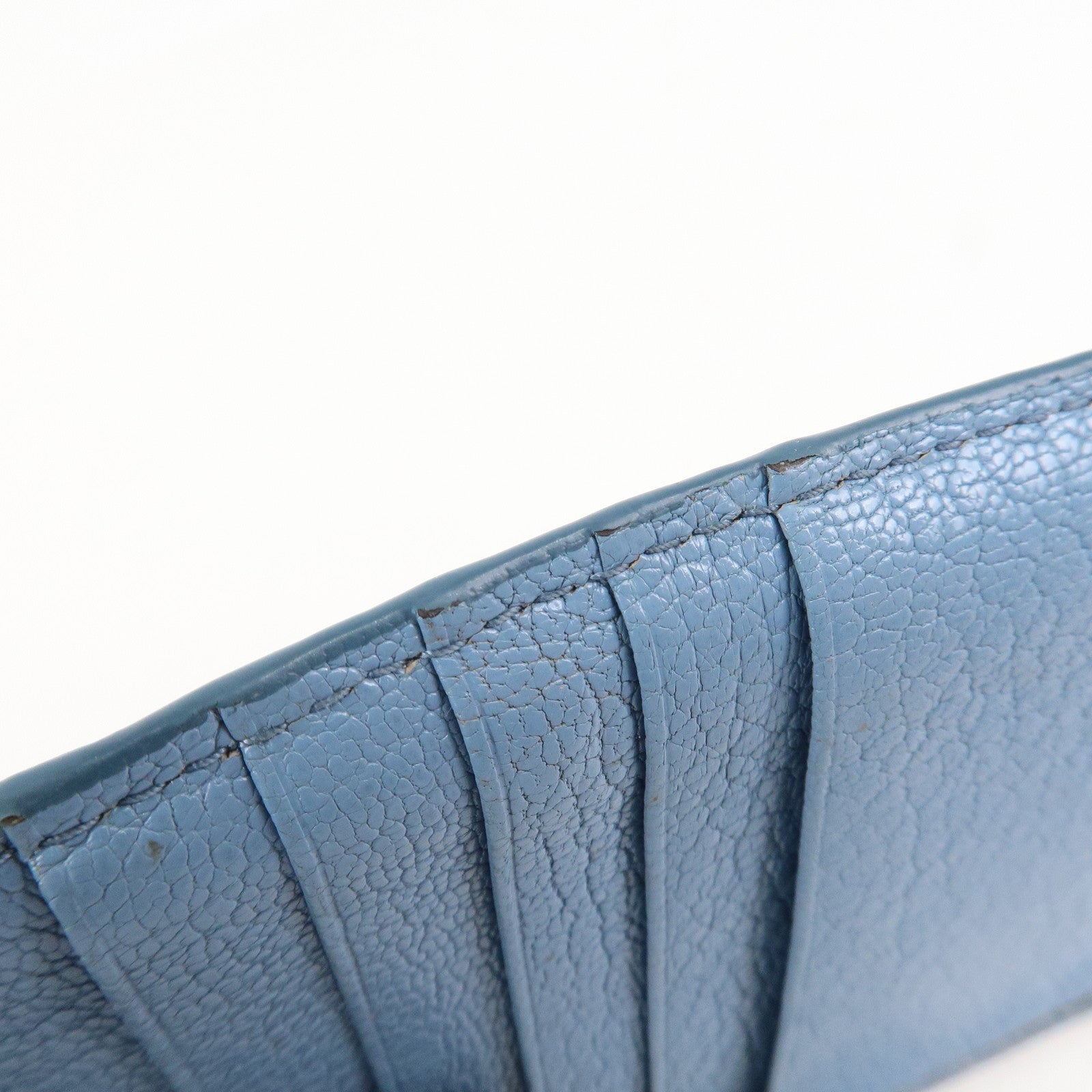 MIU MIU Leather Fragment Case Card Case Light Blue 5MB060 Used