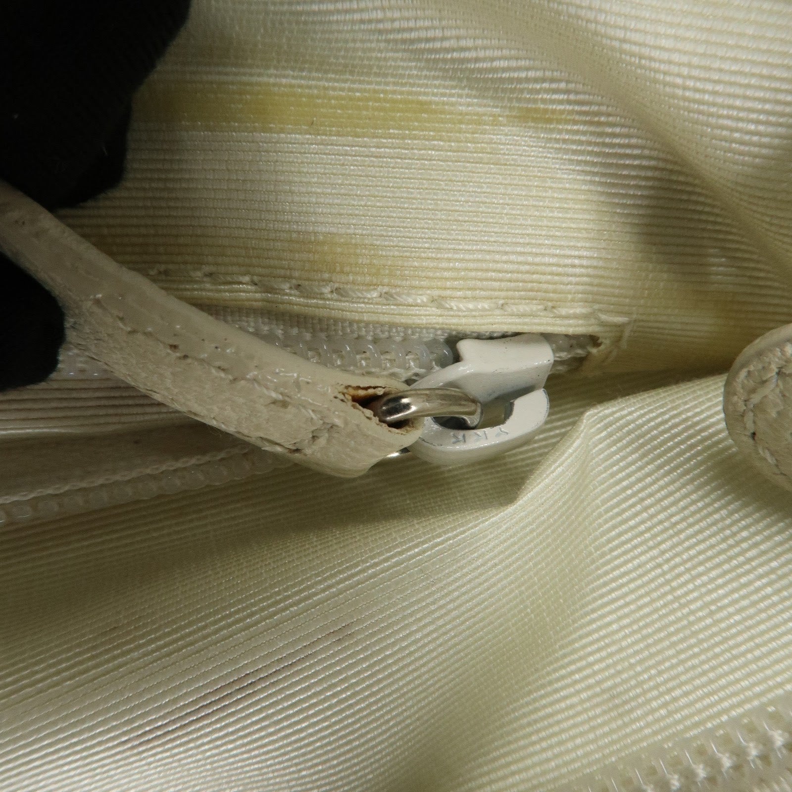 BVLGARI Logo Mania Leather Canvas Shoulder Bag Ivory Light Blue Used