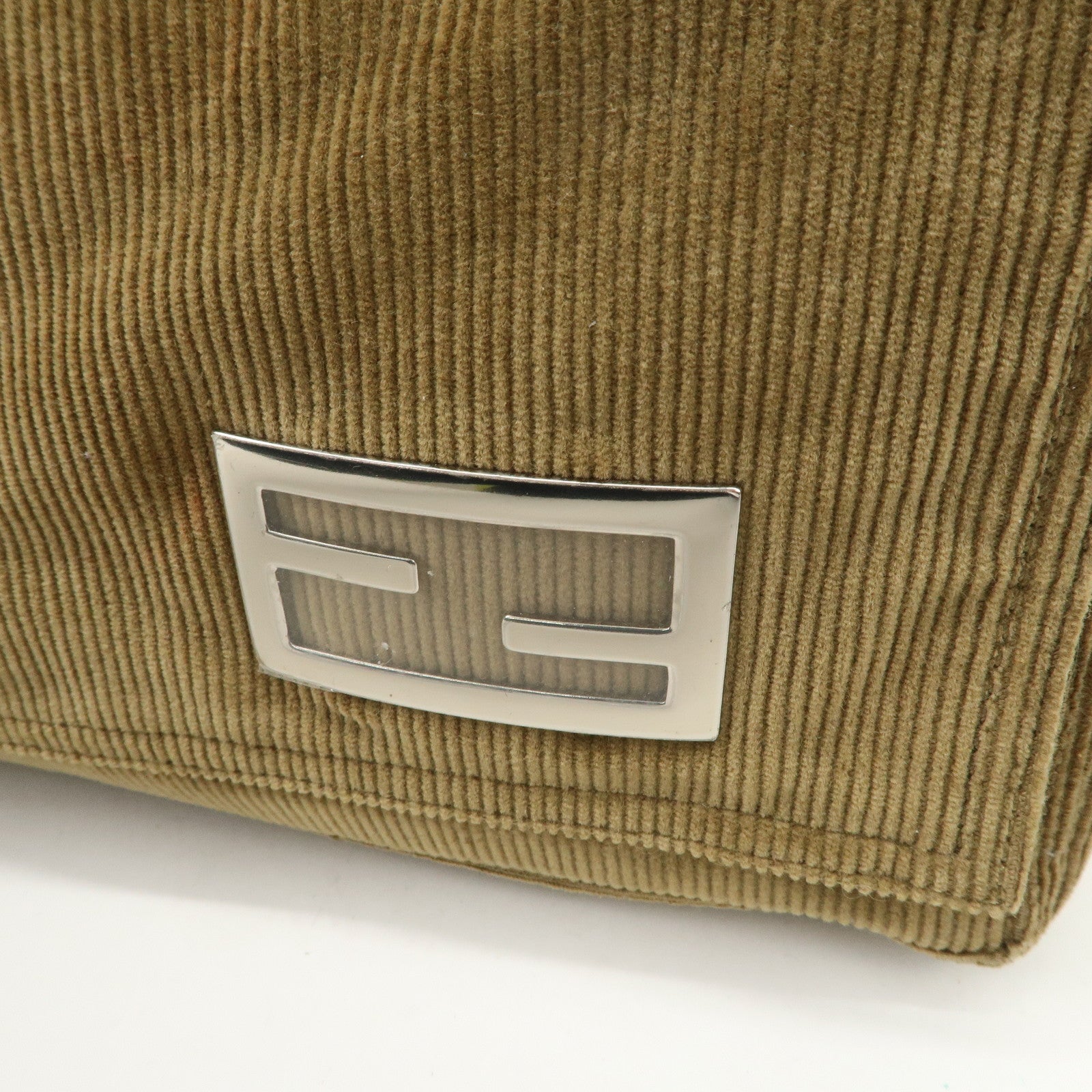 FENDI Logo Corduroy Shoulder Bag Hand Bag Caramel Used