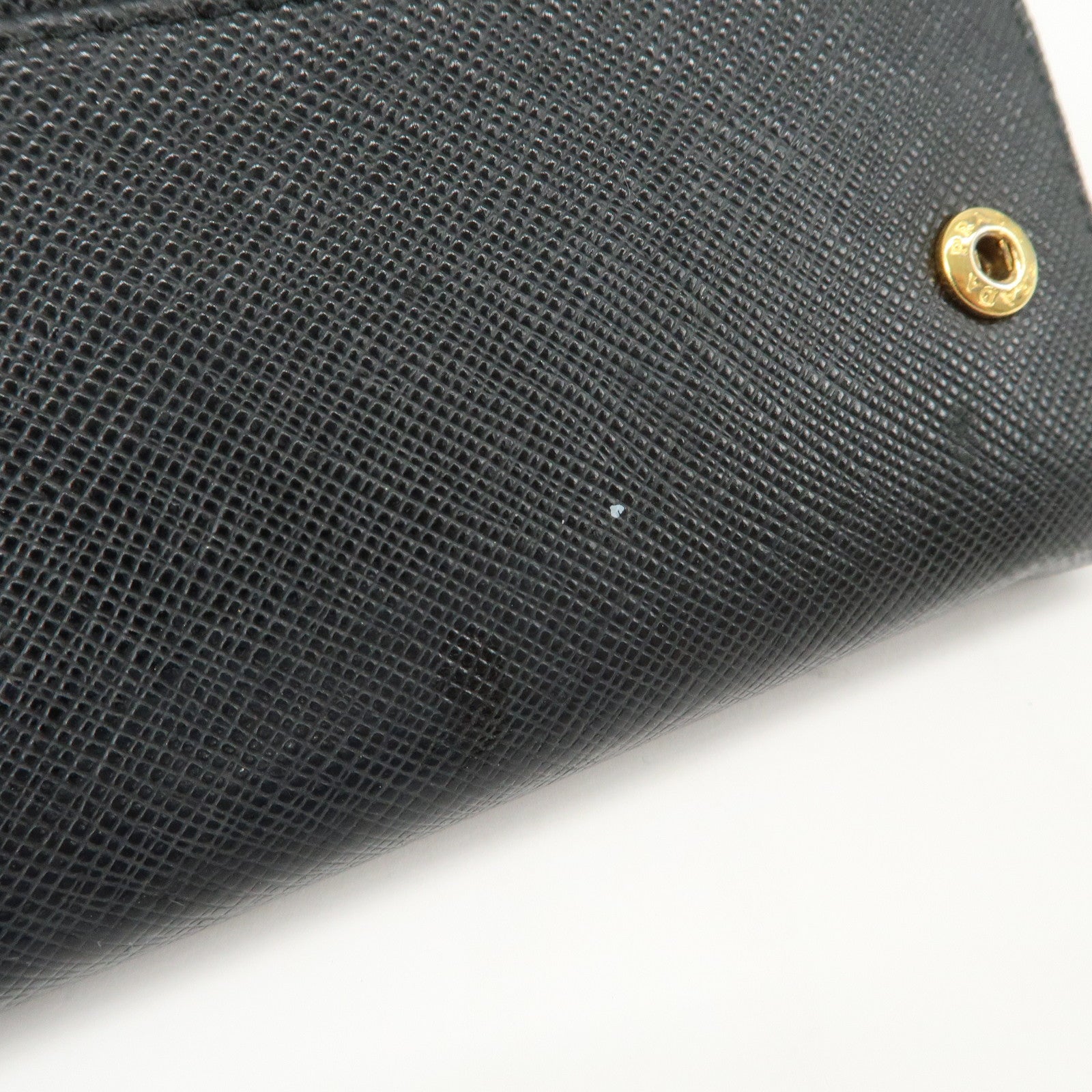 PRADA Saffiano Leather Flap Bi-Fold Long Wallet Black 1MH132