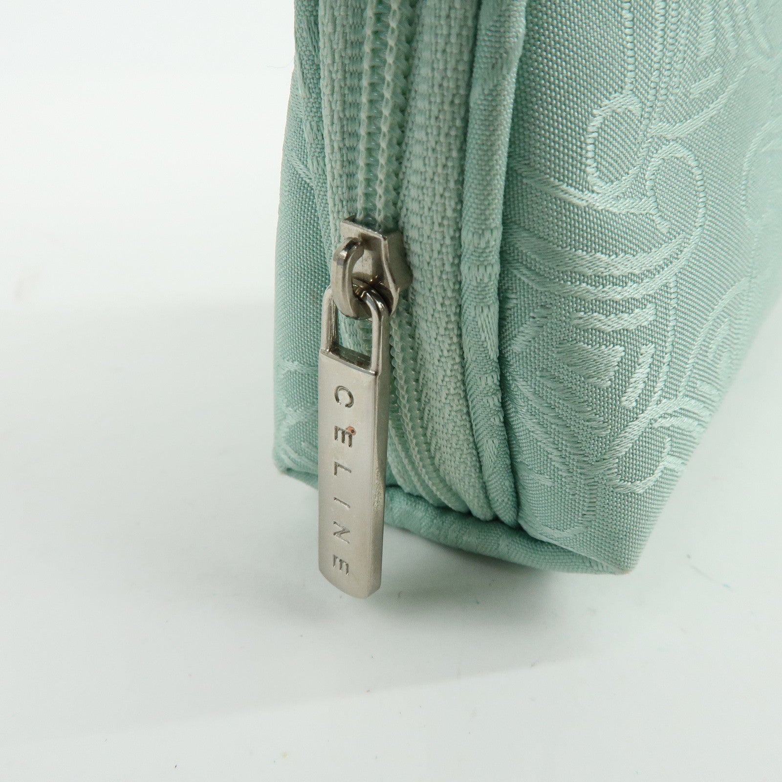 CELINE GIVENCY Set of 2 Canvas Pouch Cosmetic Case Light Green Blue