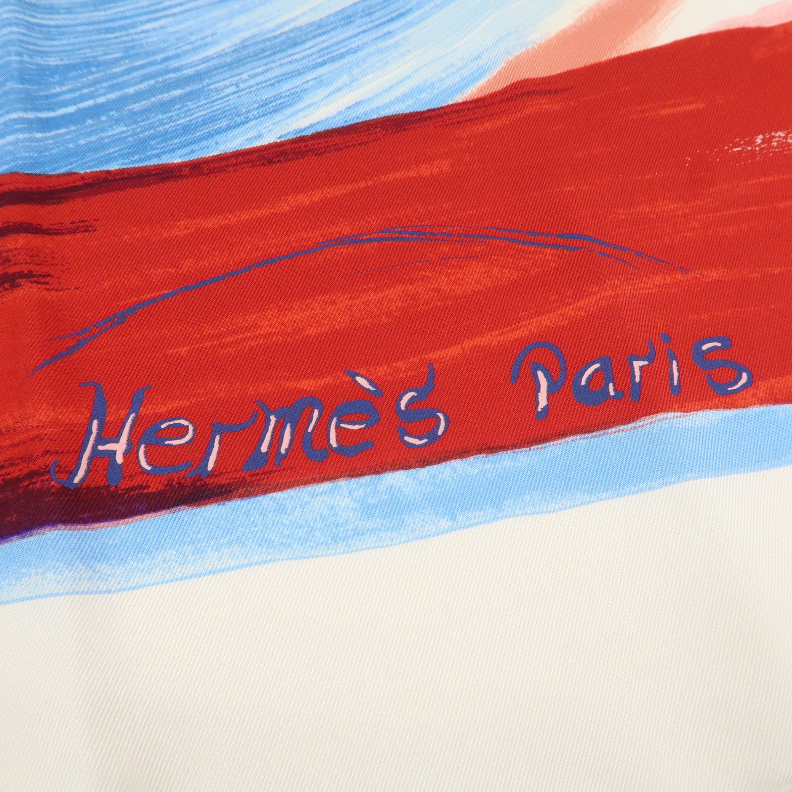 HERMES Carre 90 Silk 100% Scarf Smiles in Third millenary White