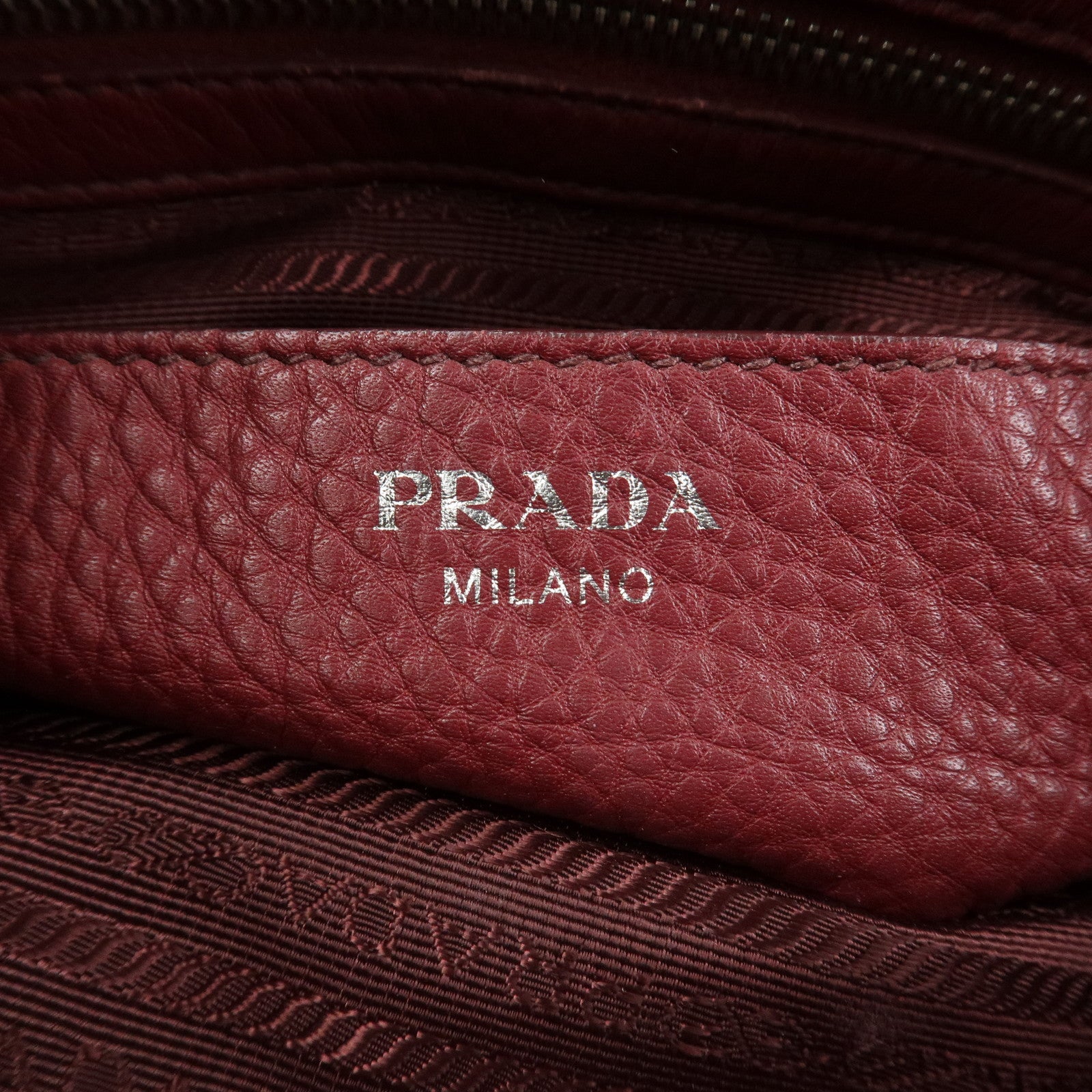 PRADA Triangle Logo 2Way Bag Hand Shoulder Bag Bordeaux 1BA853