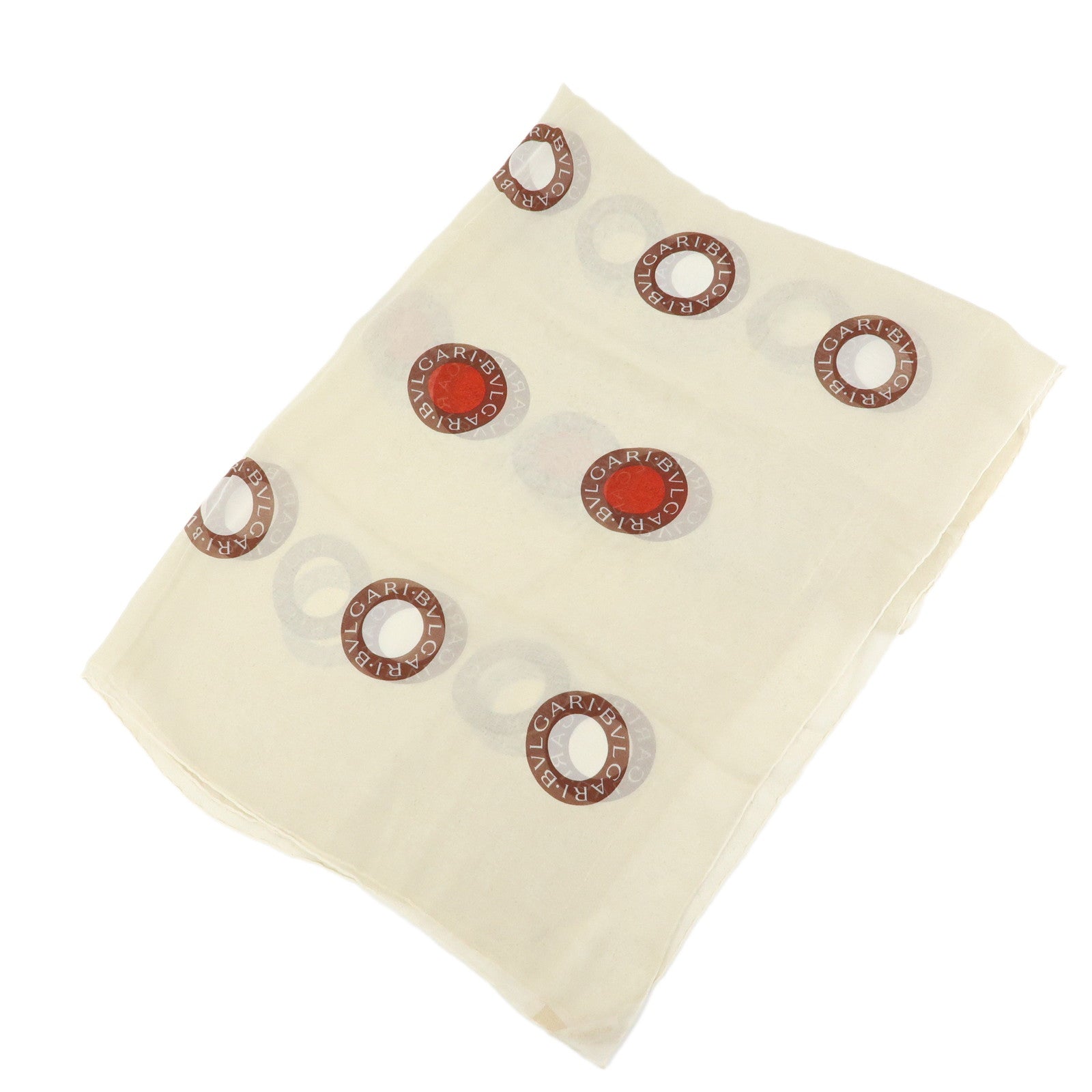 BVLGARI BVLGARI Silk 100% Sheer Scarf Beige Red