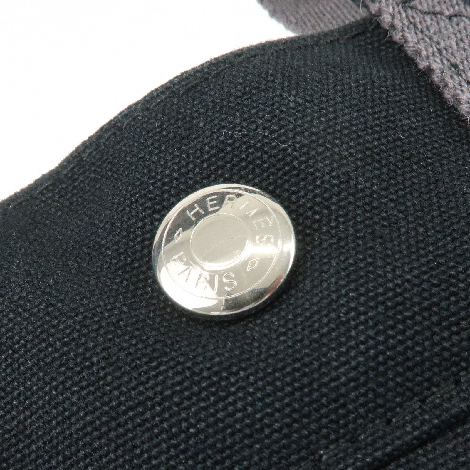 HERMES Fourre Tout PM Logo Canvas Tote Bag Hand Bag Black