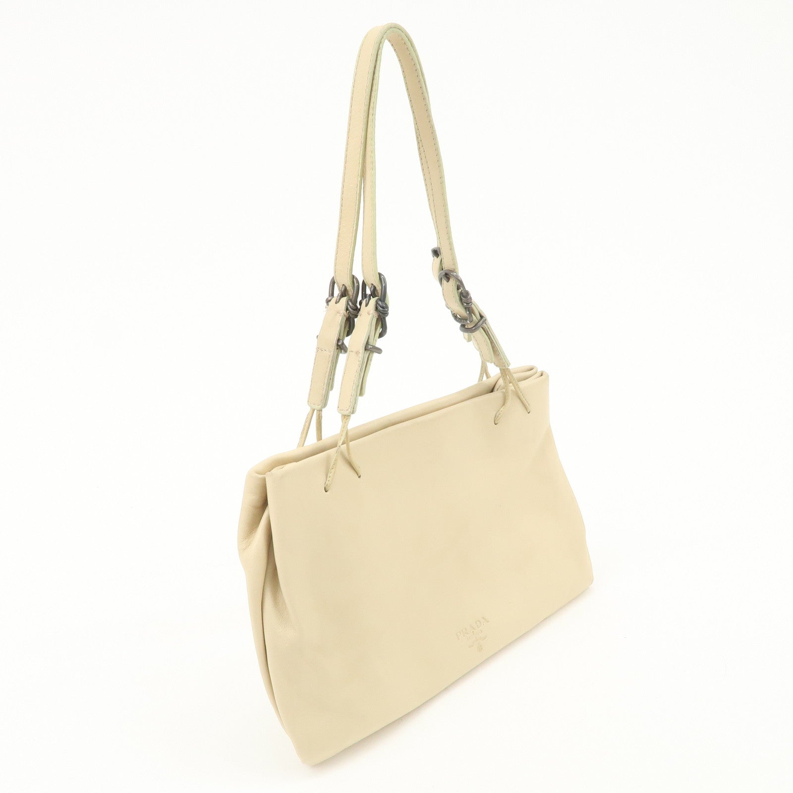 PRADA Nappa Leather Hand Bag Shoulder Bag Ivory