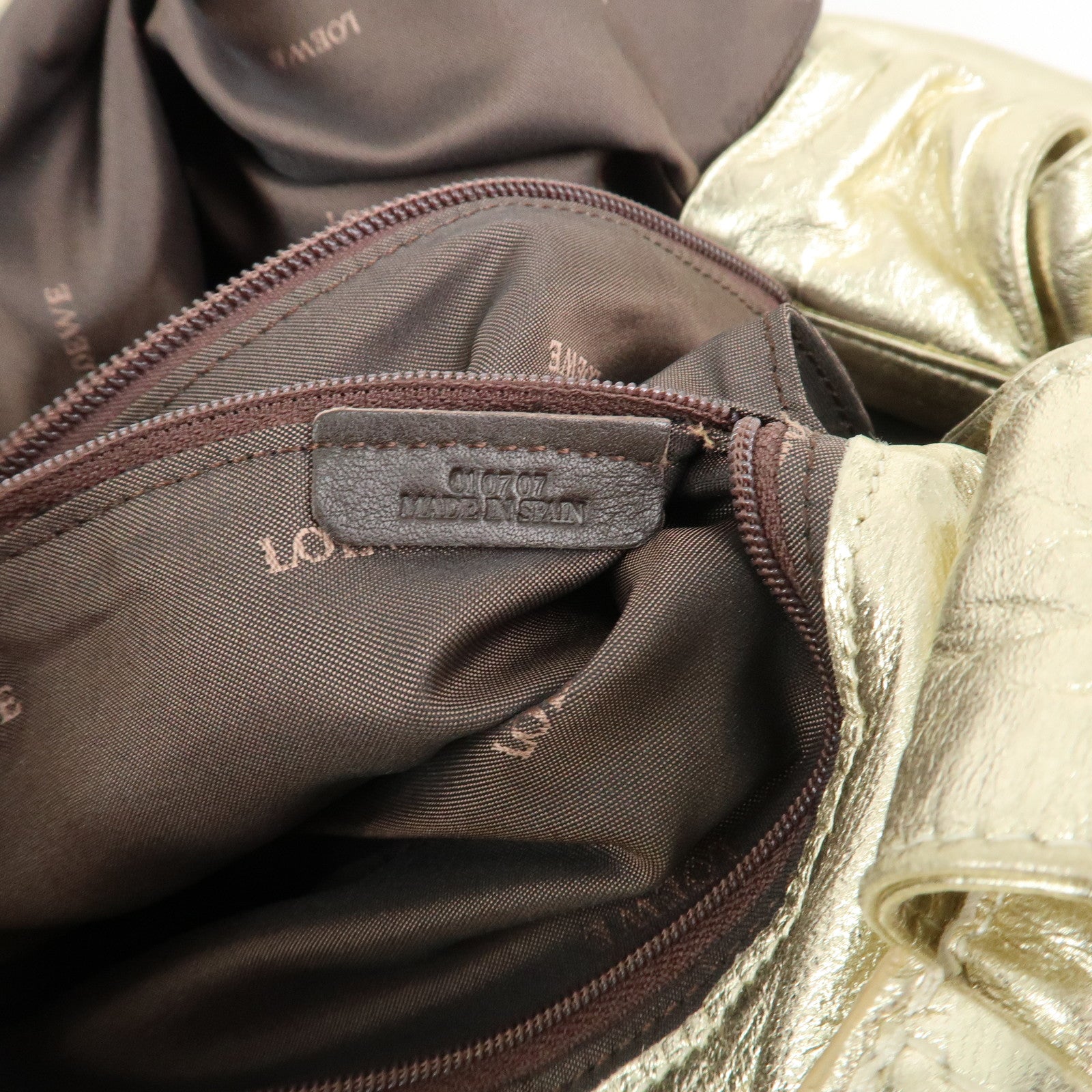 LOEWE Anagram Nappa Aire Leather Hand Bag Shoulder Bag Gold