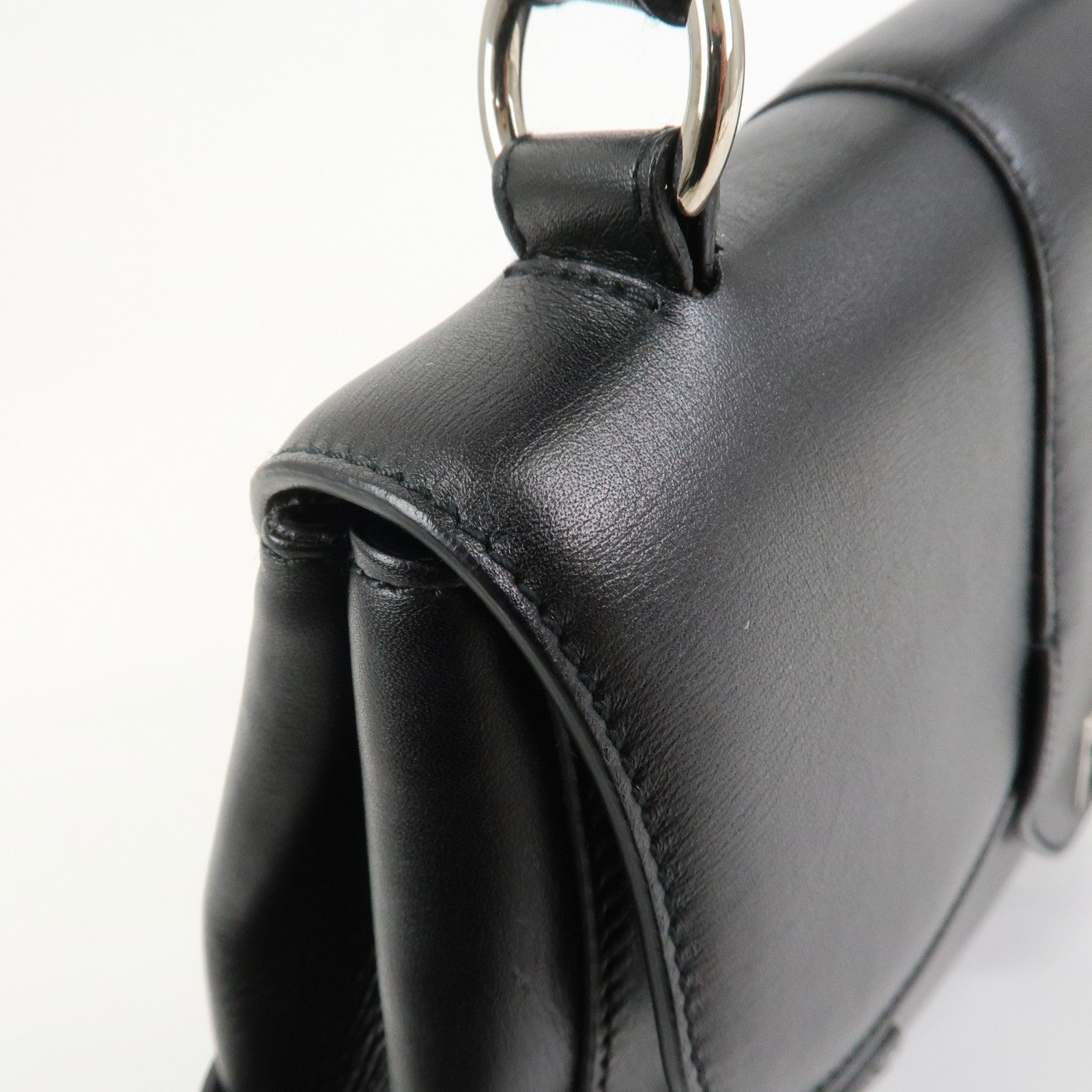 Ferragamo Gancini Leather Shoulder Bag Hand Bag Black AQ-21 4935