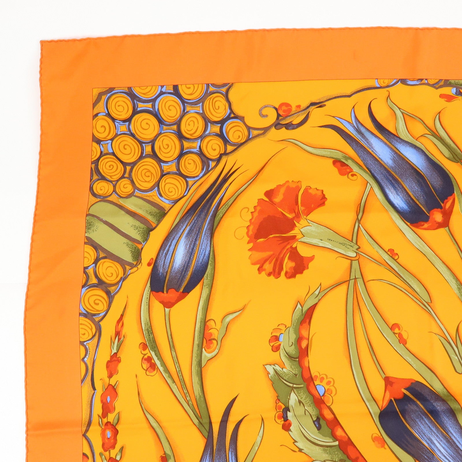 HERMES Carre 90 Silk 100% Scarf Ceramique ottomane Orange