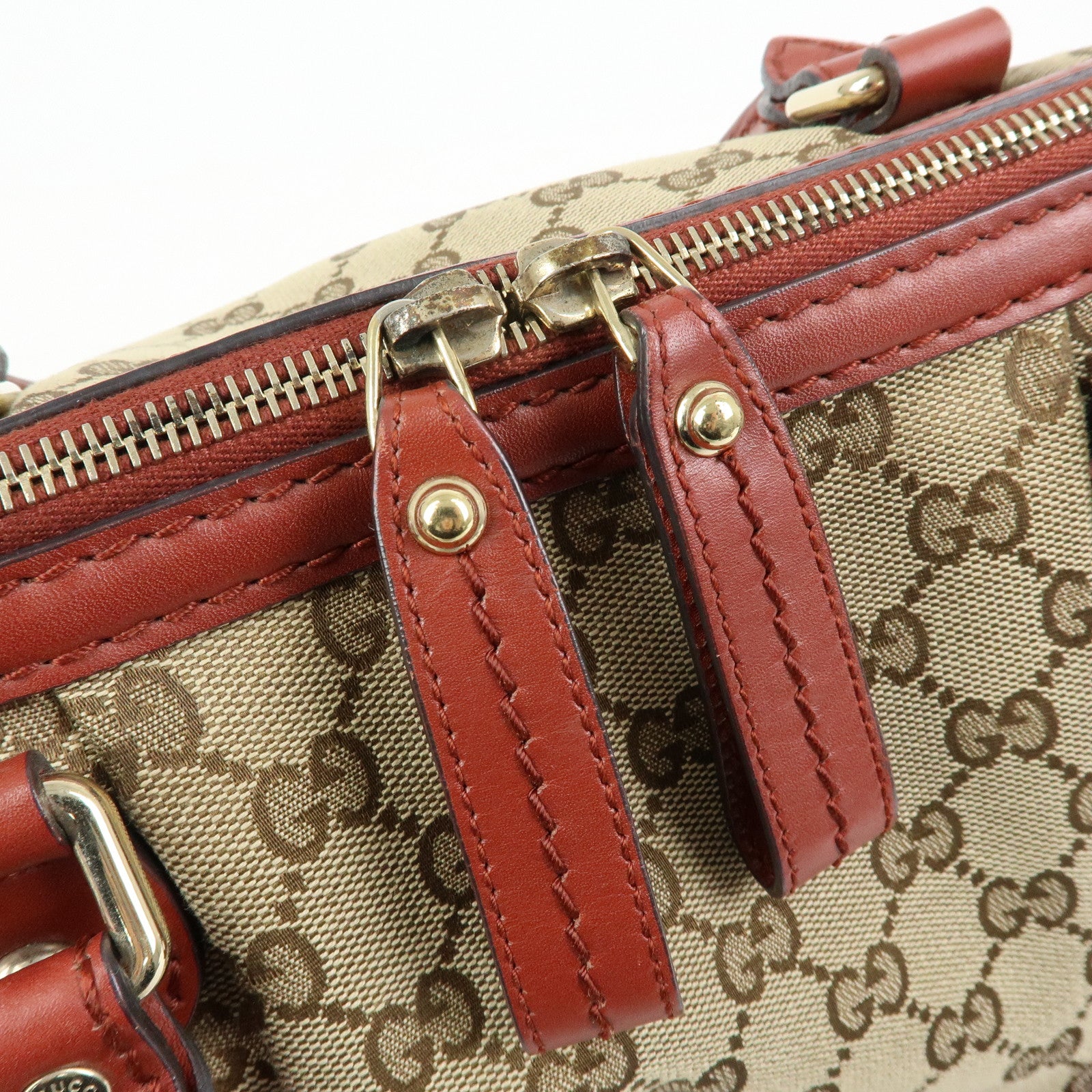GUCCI Interlocking G GG Canvas Leather 2Way Bag Beige Red 247902