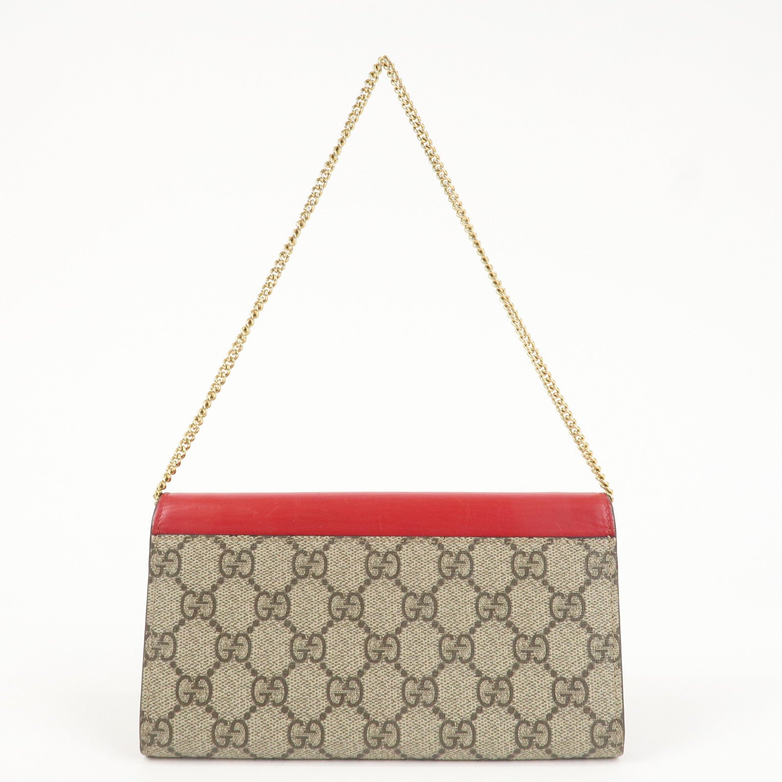 GUCCI GG Supreme Leather Canvas Padlock Chain Long Wallet 453506 Used
