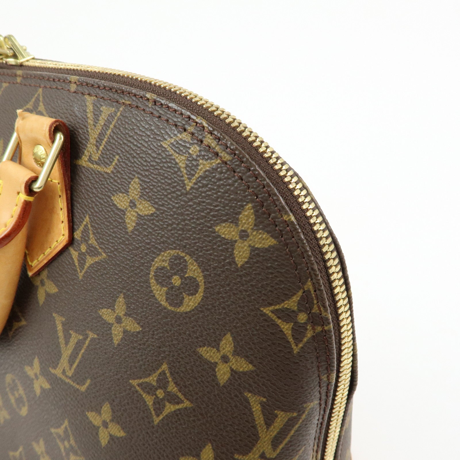 Louis Vuitton Monogram Canvas Leather Alma Hand Bag Brown M51130