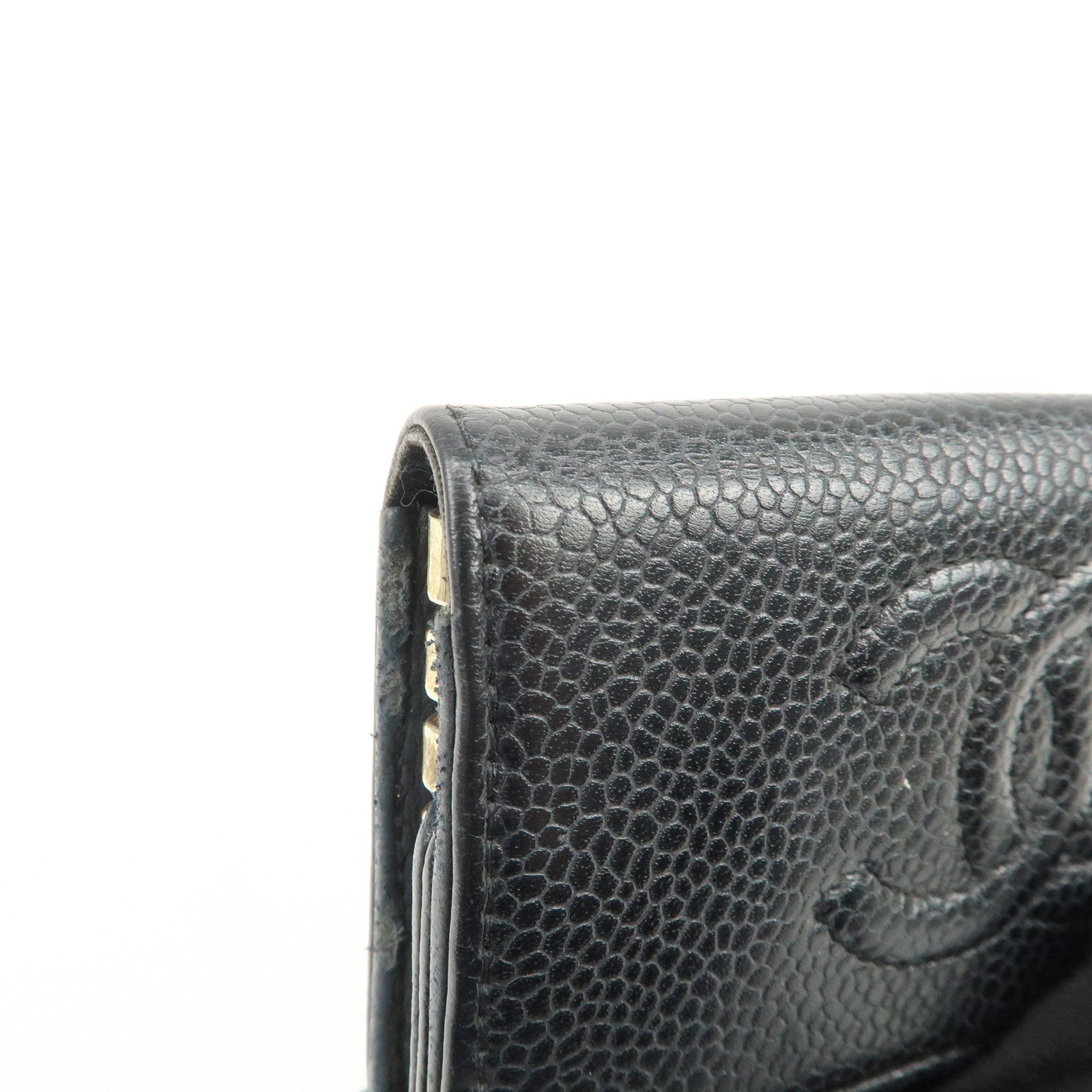 CHANEL COCO Mark Caviarskin 6 Rings Key Case Key Holder A13502