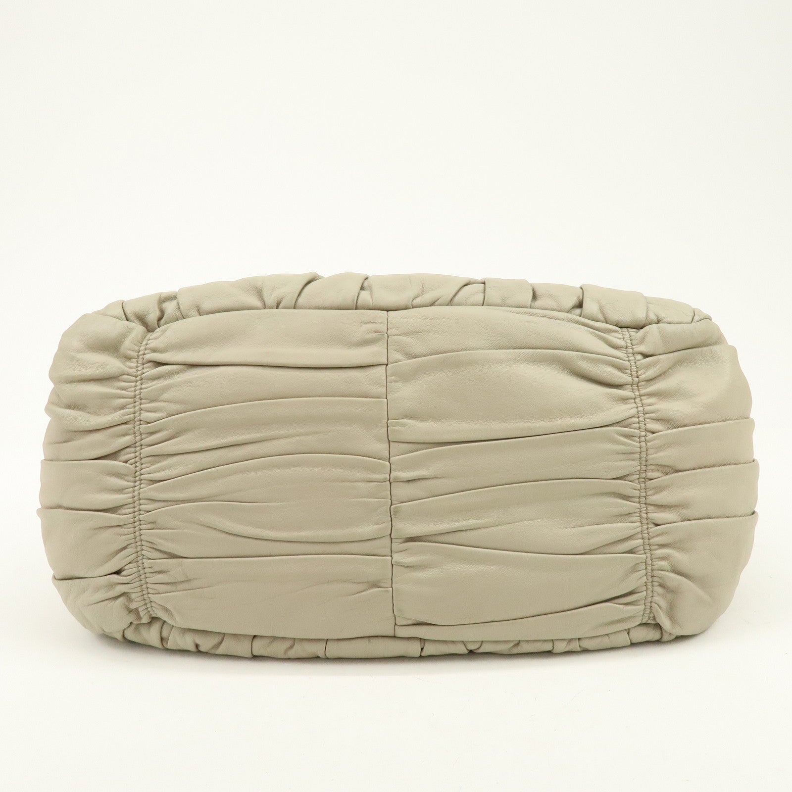 PRADA Leather 2Way Bag Hand Bag Shoulder Bag Beige