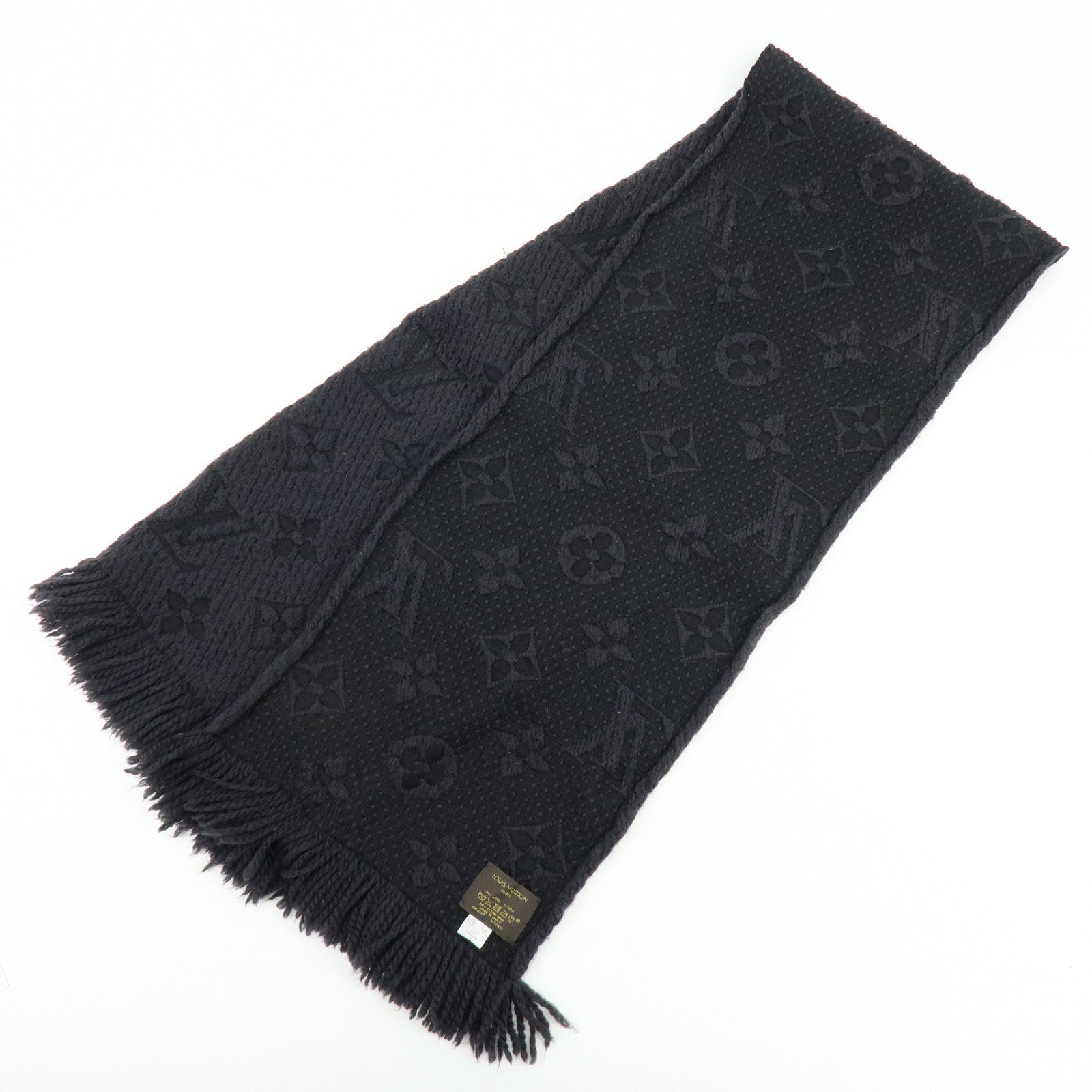 Louis Vuitton Echarpe Logomania Wool Silk Scarf Black M72431