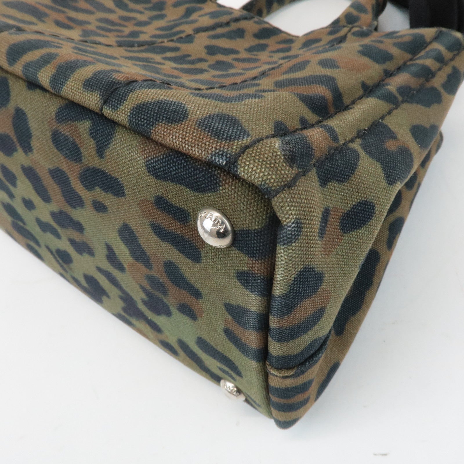 PRADA Canapa Canvas 2Way Bag Hand Bag Shoulder Bag Camouflage B2642B Used
